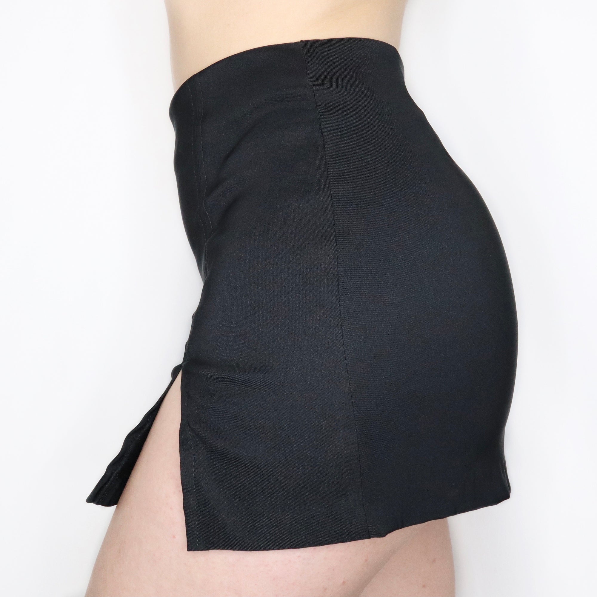 Vintage 90s High Waisted Black Mini Skirt
