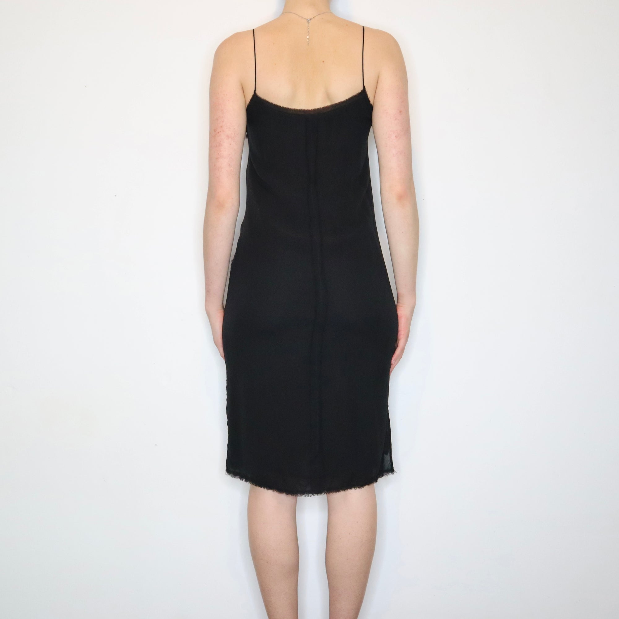 Black Silk Midi Dress (XS)