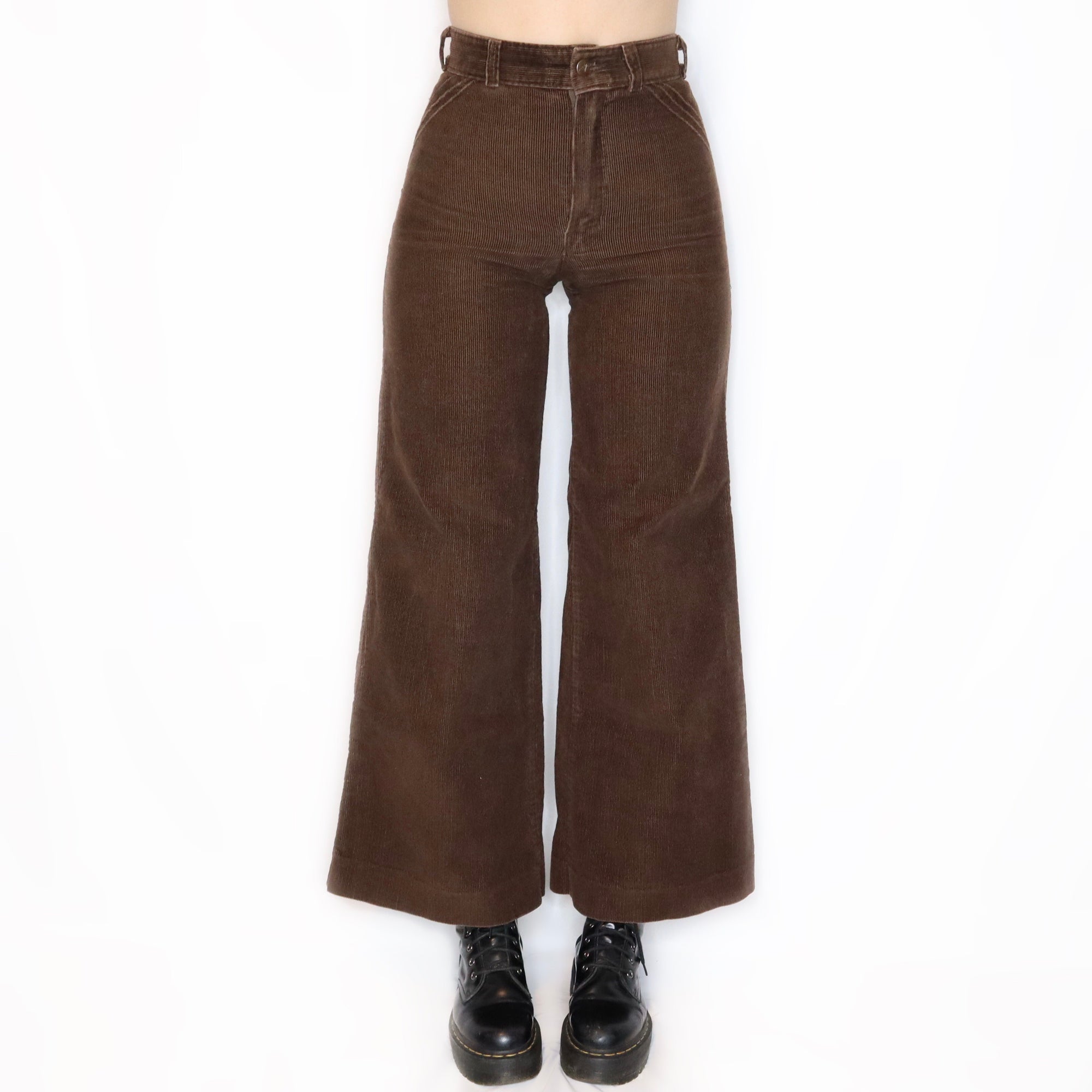 Rare Vintage 70s Brown Corduroy High Waisted Bell Bottom Pants