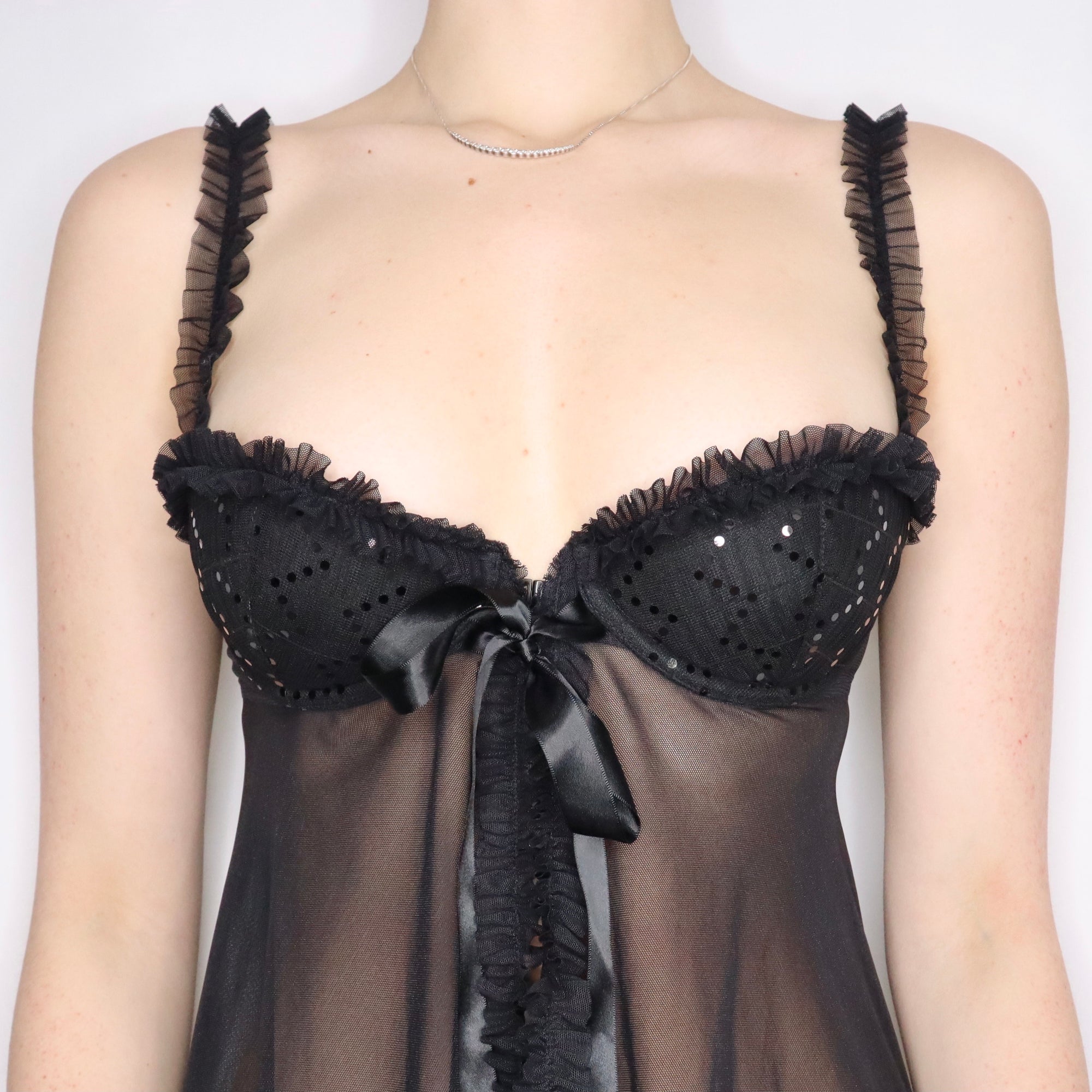 Victoria's Secret Black Mesh Babydoll Slip - Imber Vintage Victoria's Secret Black Mesh Babydoll Slip - Imber Vintage