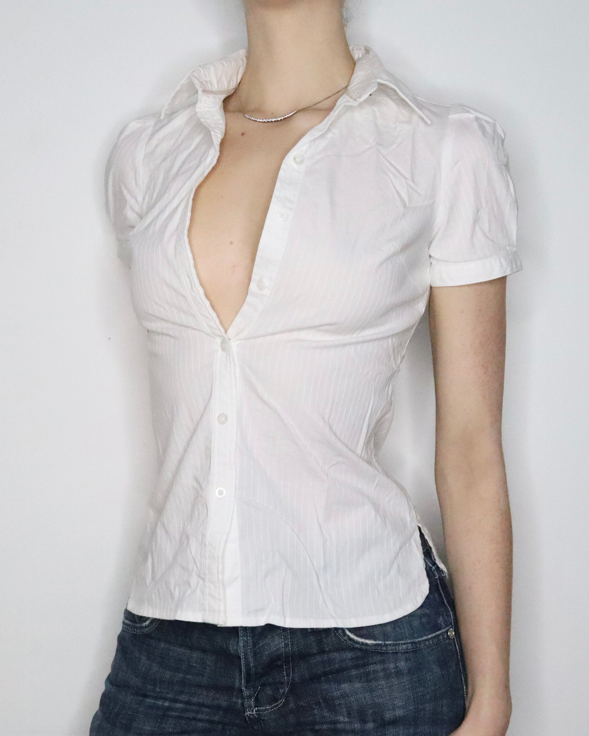 White Button Up Blouse (Small) 
