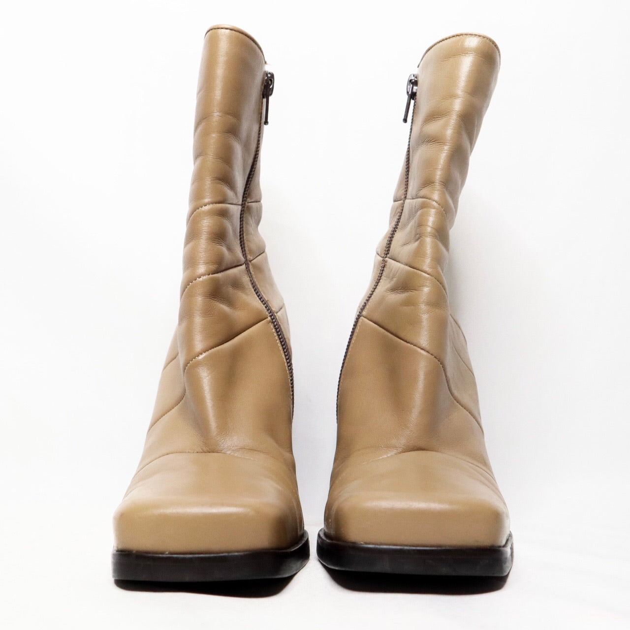 Vintage Y2K Aldo Chic Tan Genuine Leather Heeled Boots
