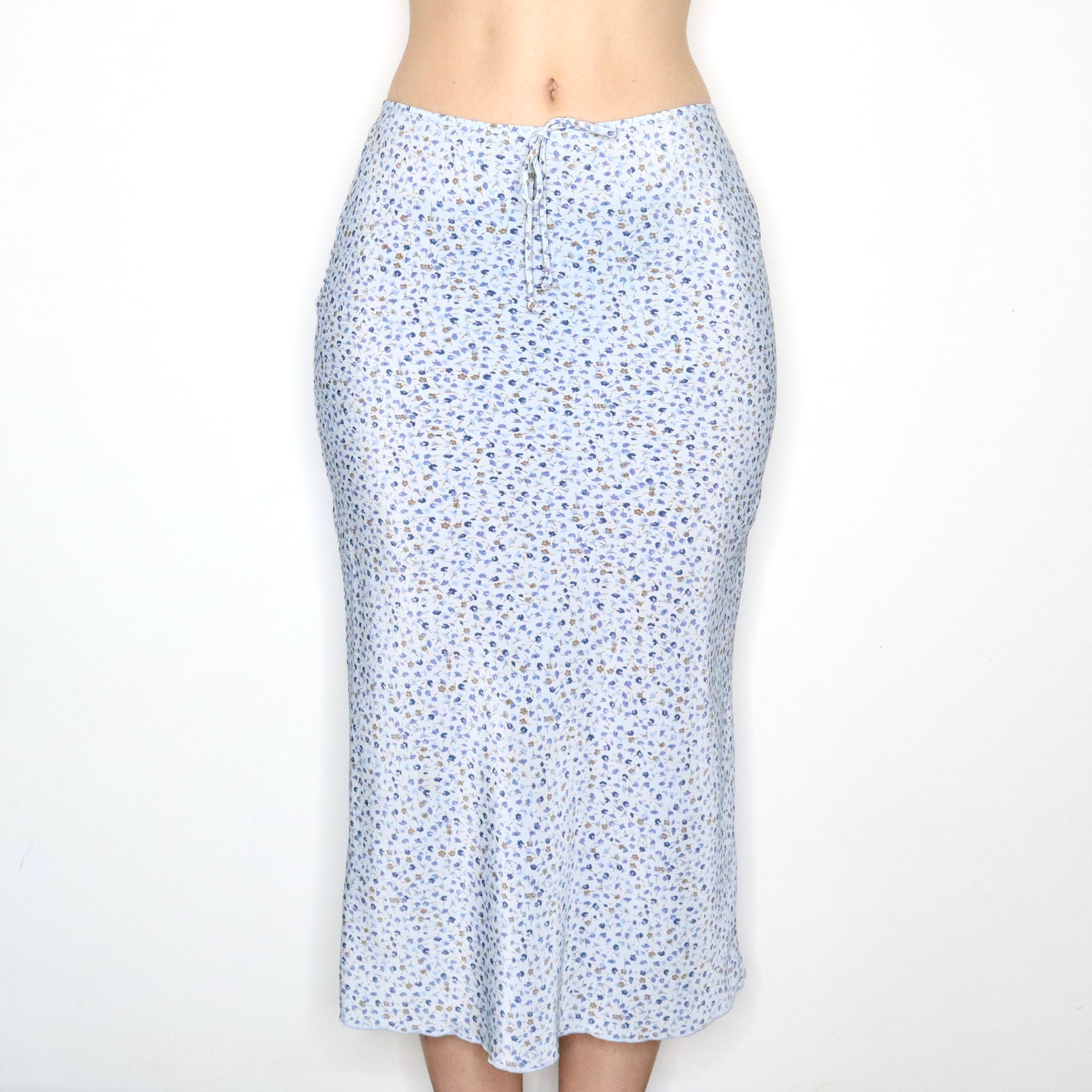 Vintage Y2K Ditsy Blue Floral Midi Skirt