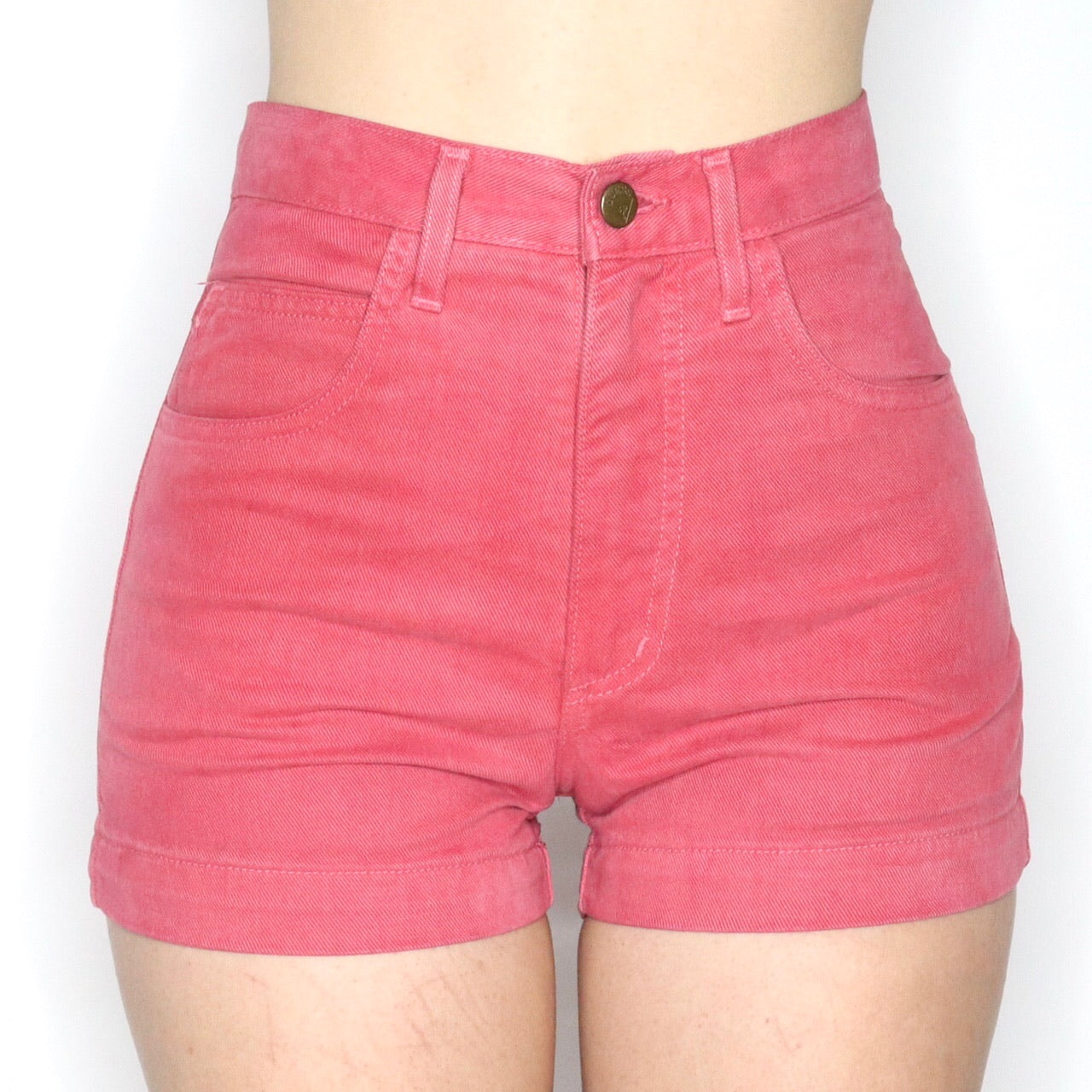 Vintage 80s Guess High Waisted Pale Red Denim Shorts
