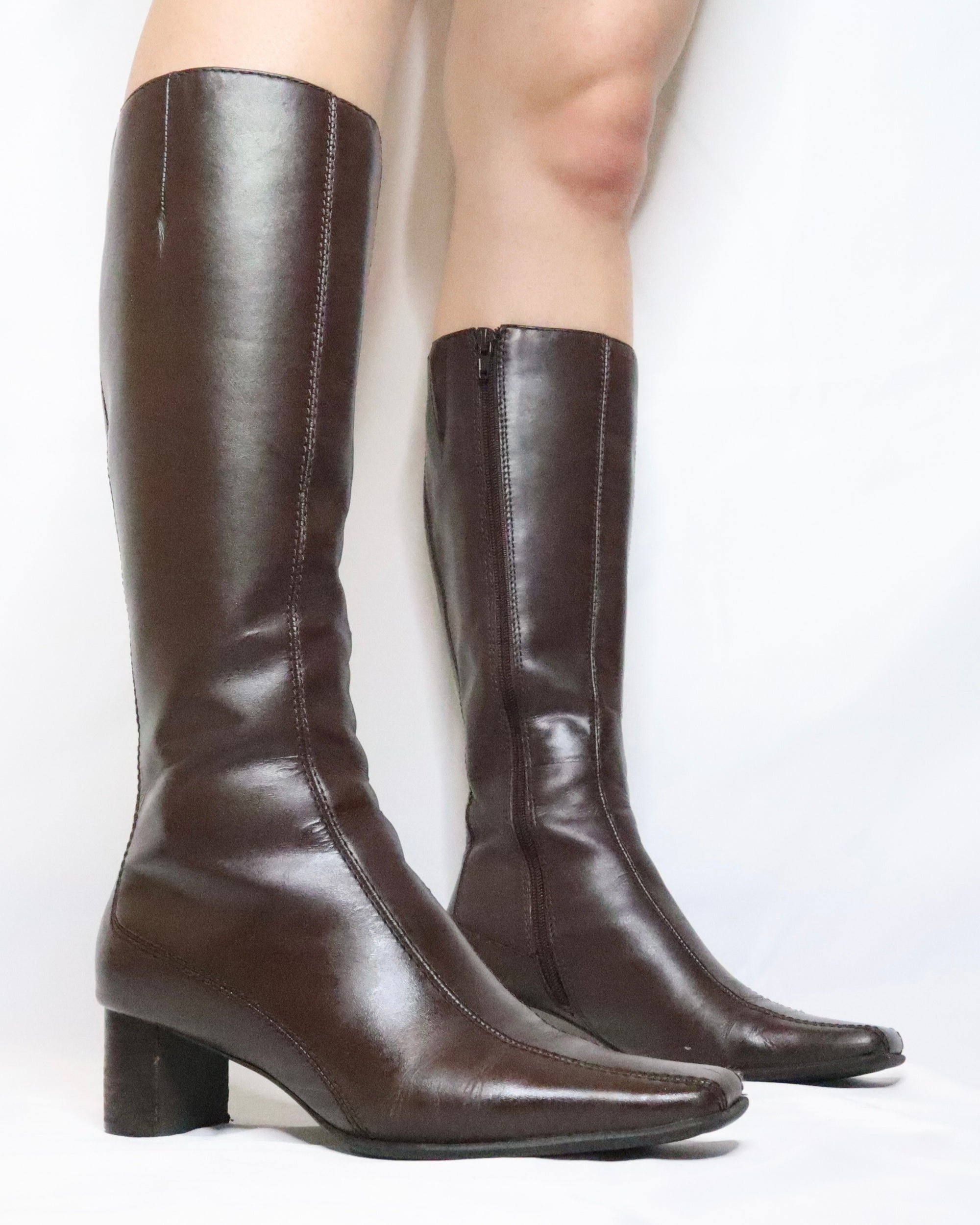 Brown Knee High Leather Boots (6.5 US) 