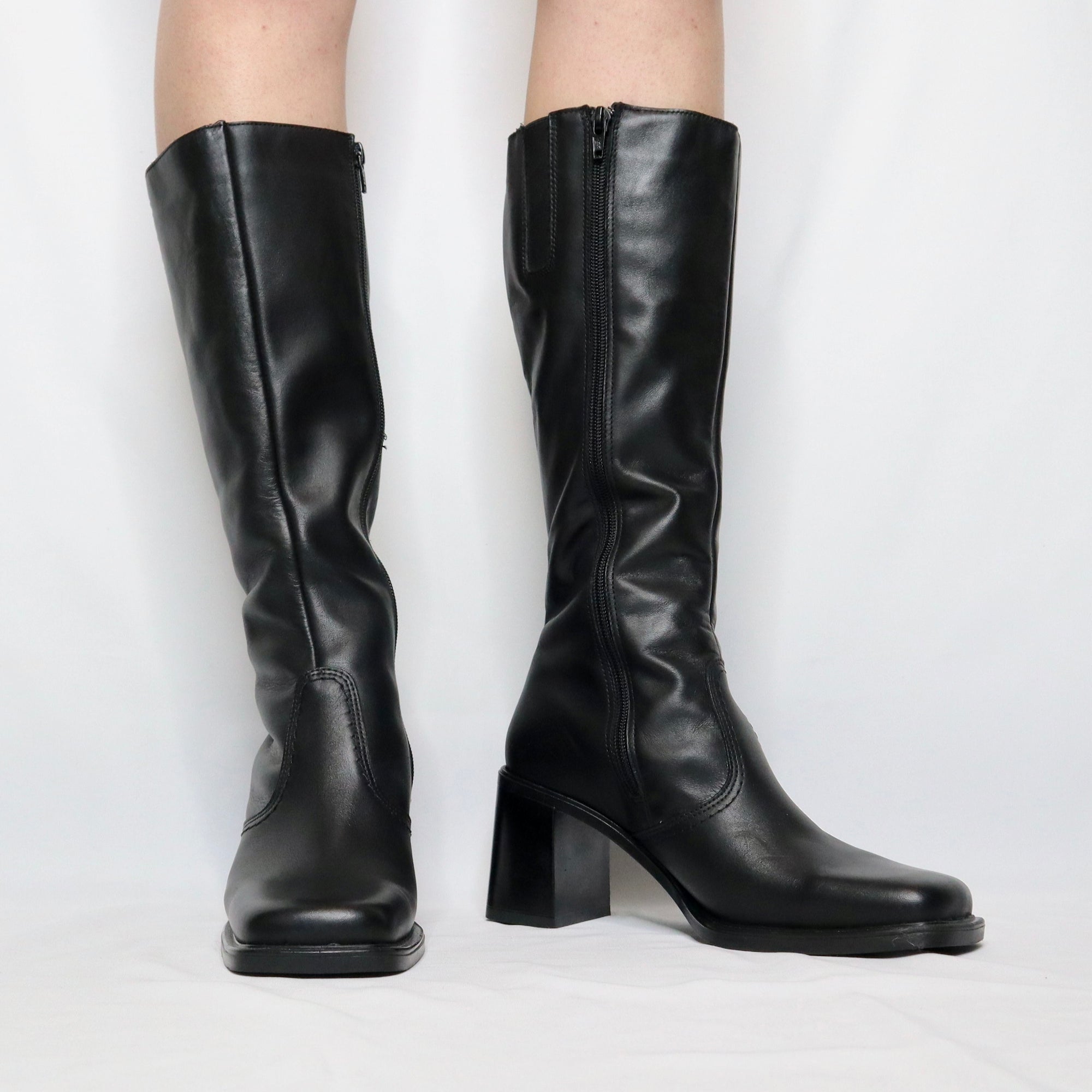 Tall Black Leather Boots 