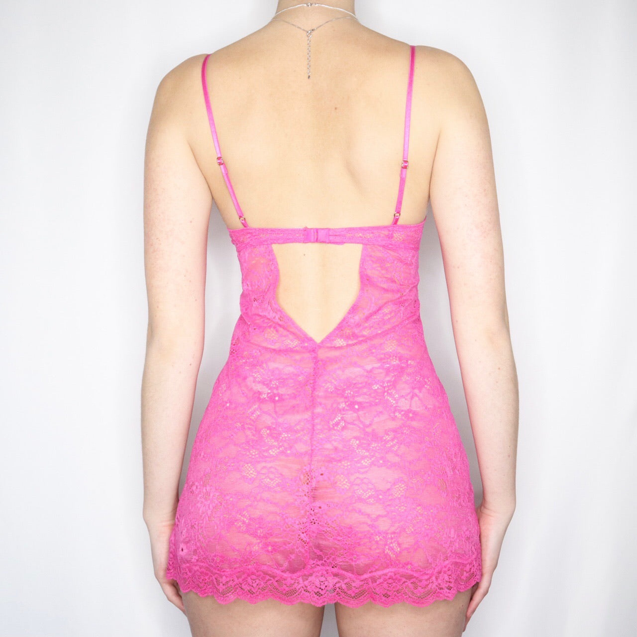 victoria secret pink lace dress VICTORIA'S SECRET ANGEL'S FUSCHIA SATIN LACE SLIP