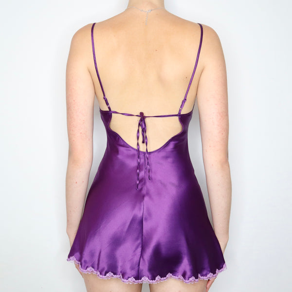 Vintage Mid 2000s Purple Satin and Lace Slip Dress - Imber Vintage Vintage Mid 2000s Purple Satin and Lace Slip Dress - Imber Vintage