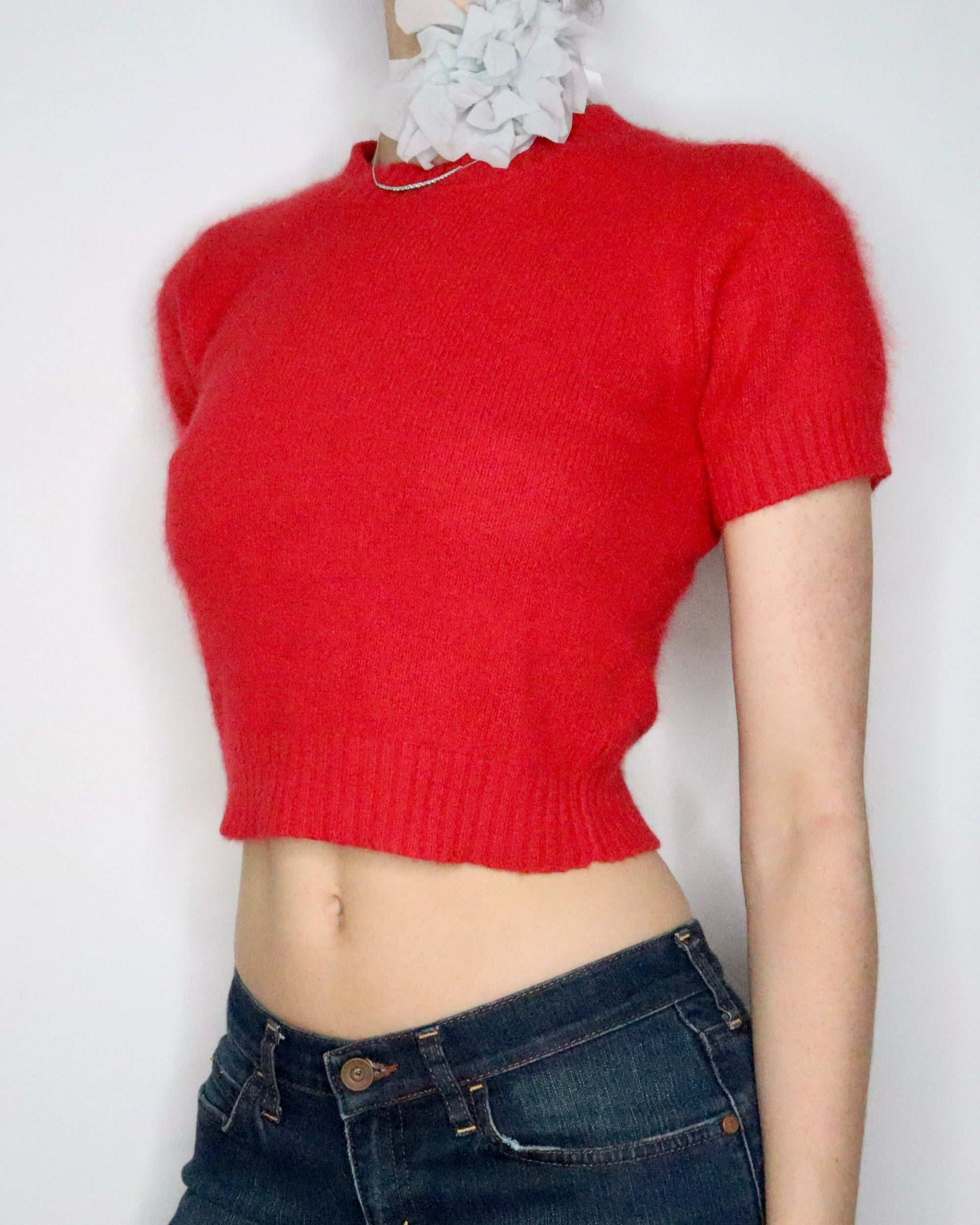 Fuzzy Red Angora Sweater (Small) 