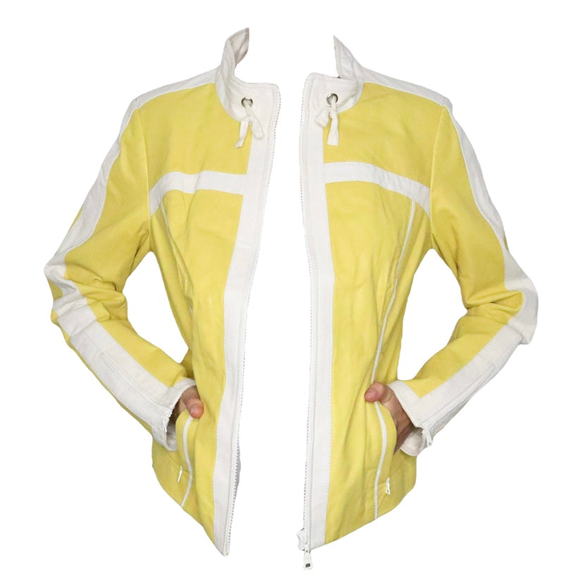 Yellow Leather Racer Jacket (M-L)