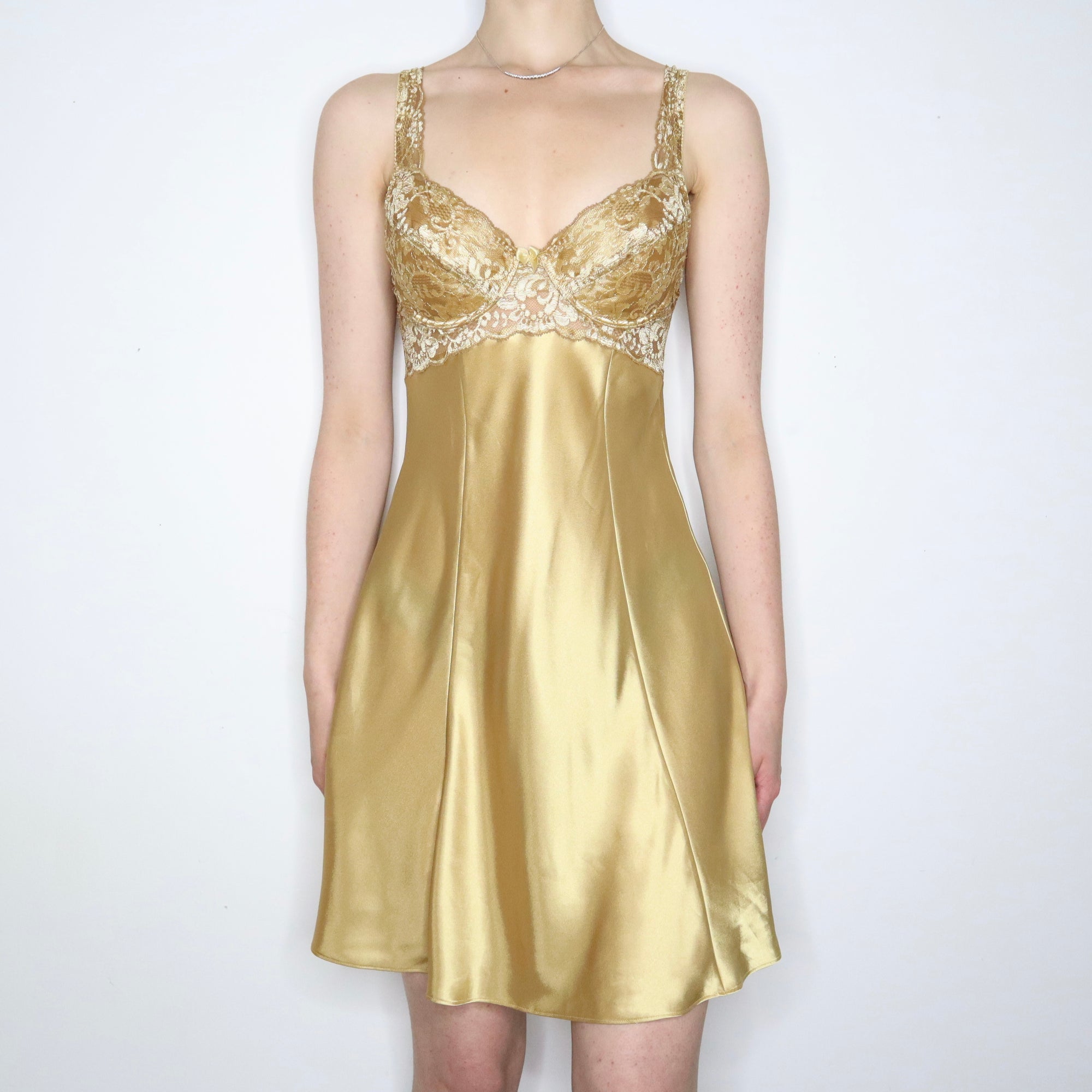 Gold Satin Bustier Dress 