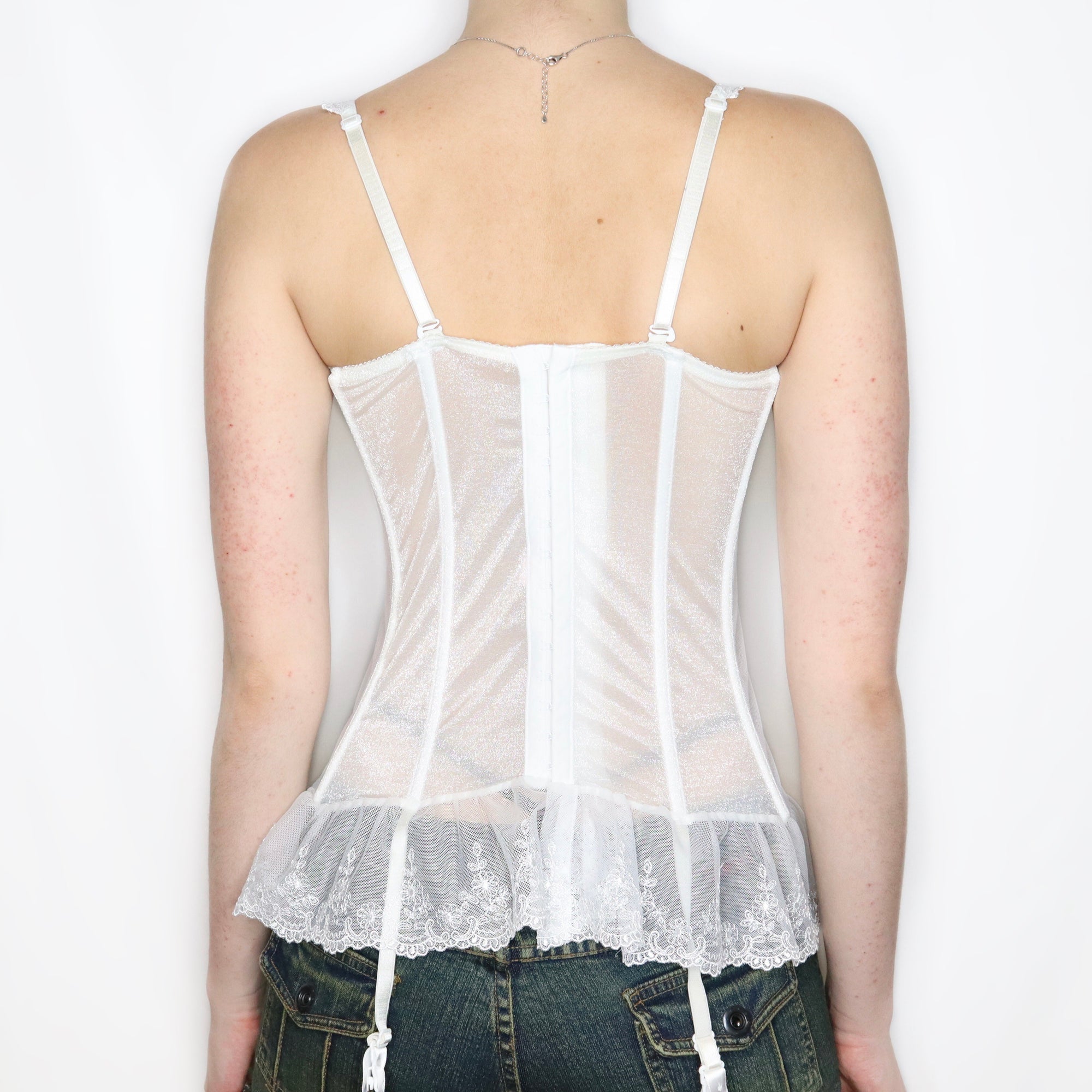 Vintage Y2K Angelic White Embroidered Bustier