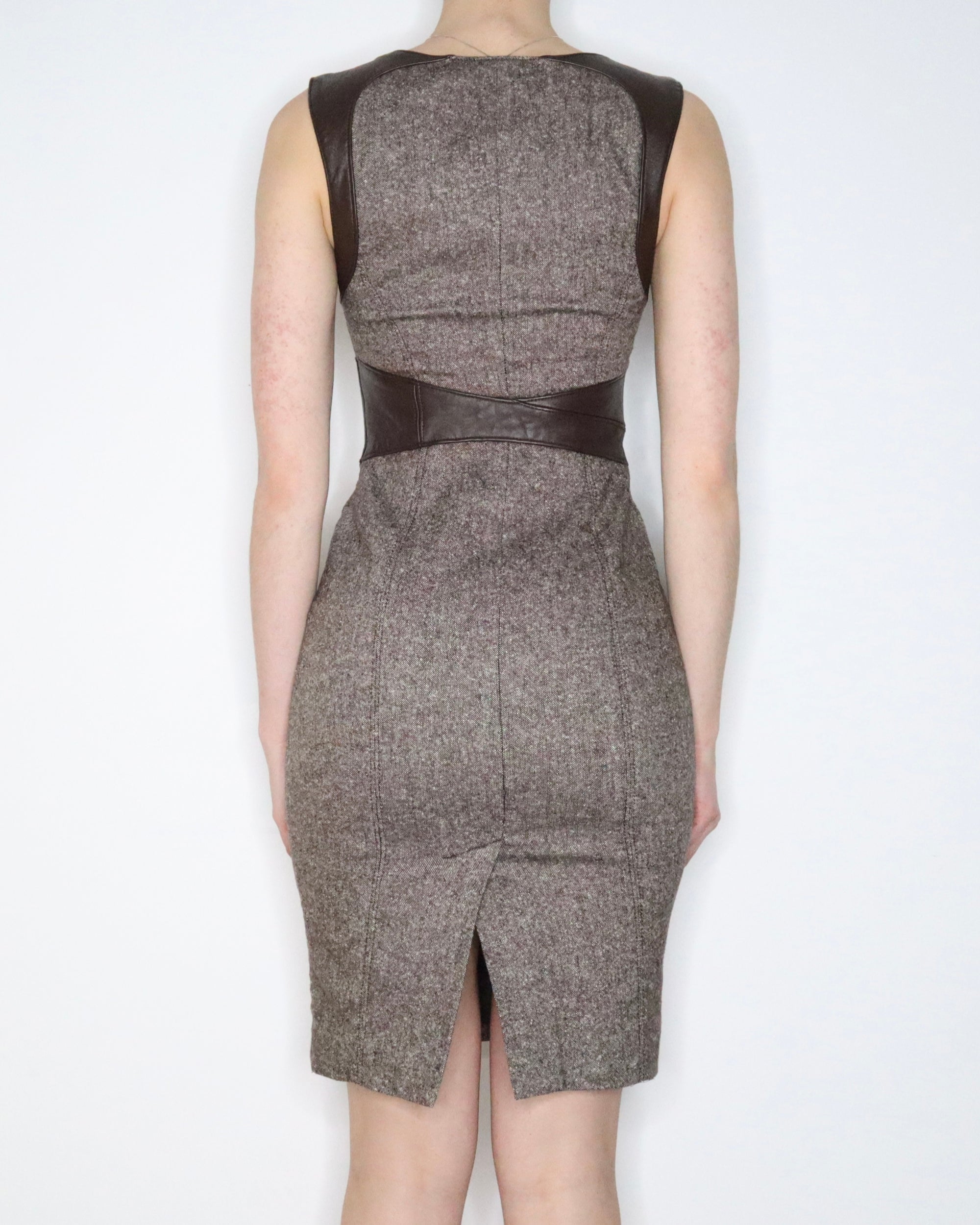 Bebe Brown Tweed Corset Dress (XS) 
