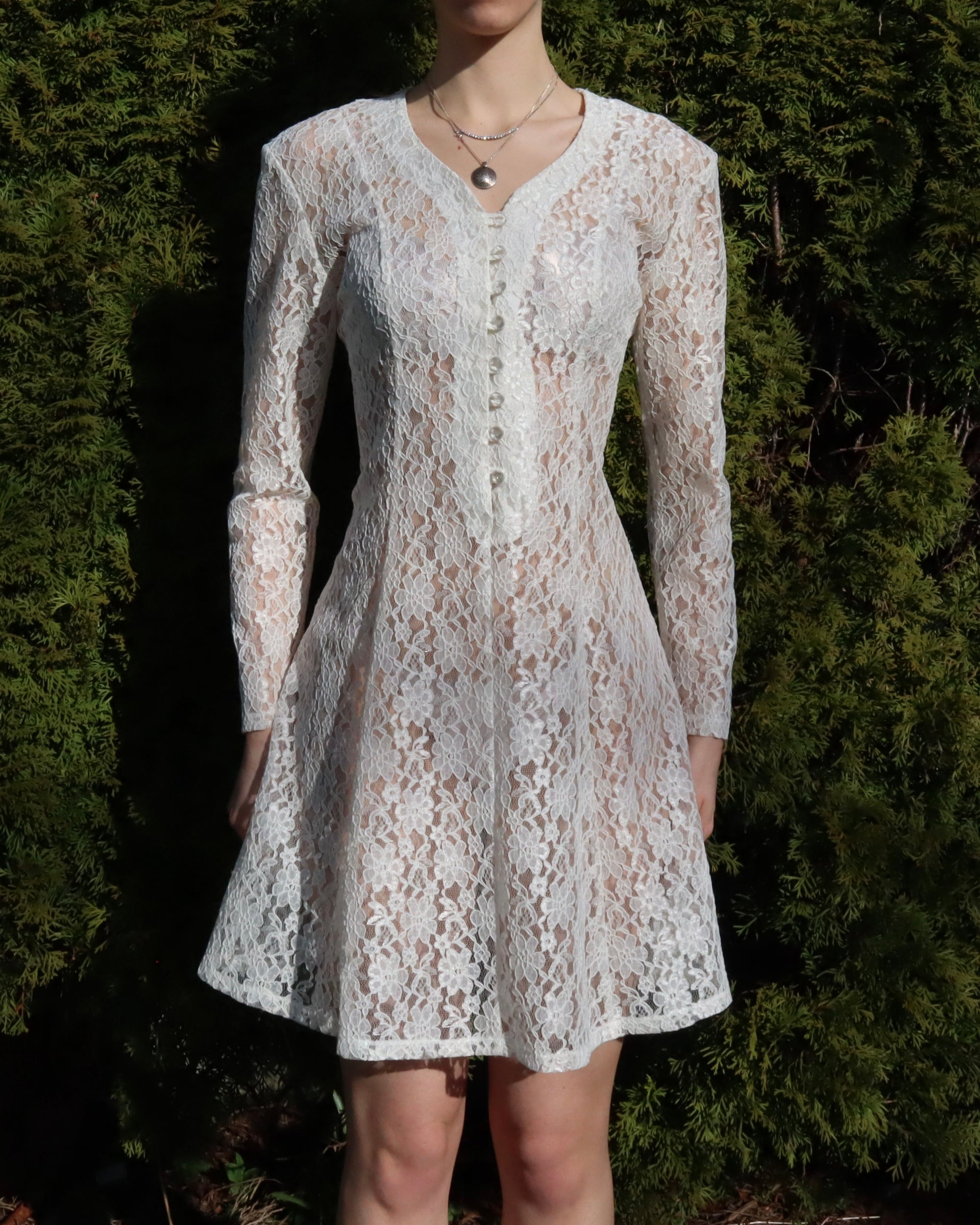 Sheer White Lace Dress (M-L) 