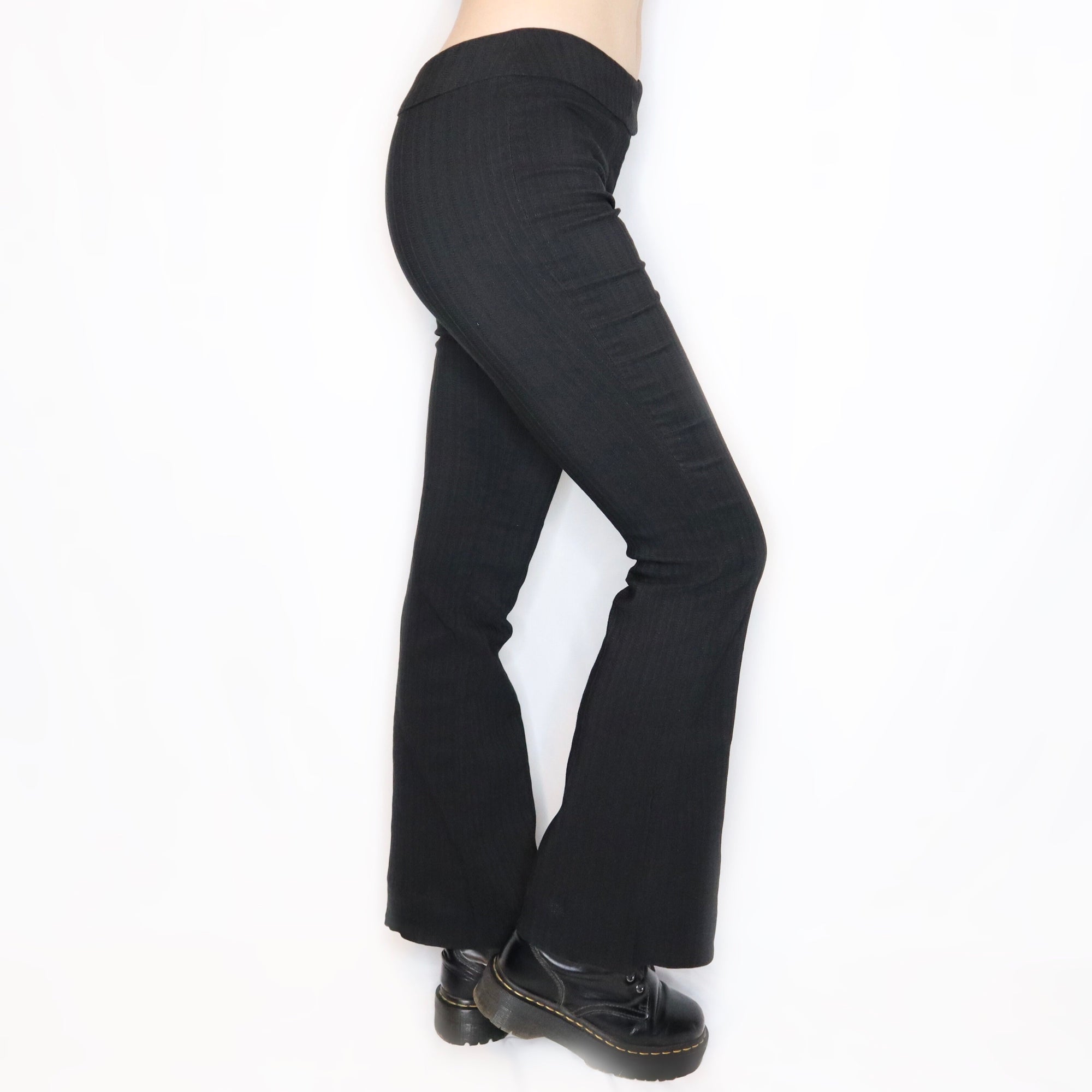 Vintage Early 2000s Low Rise Black Pinstripe Flare Pants