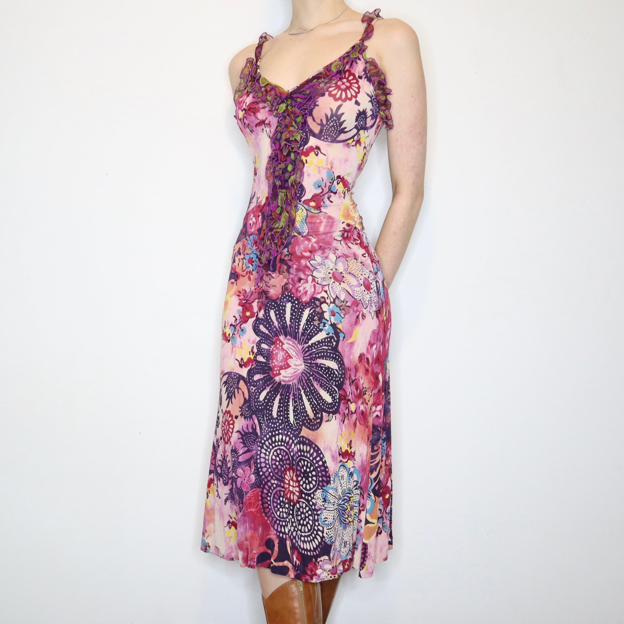 Colorful Funky Floral Dress 
