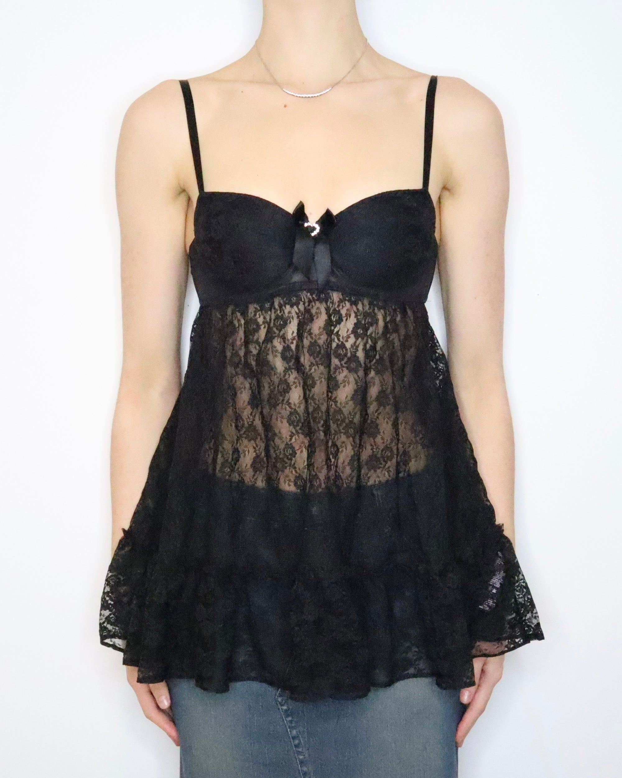 Black Lace Babydoll Bustier (Small) 