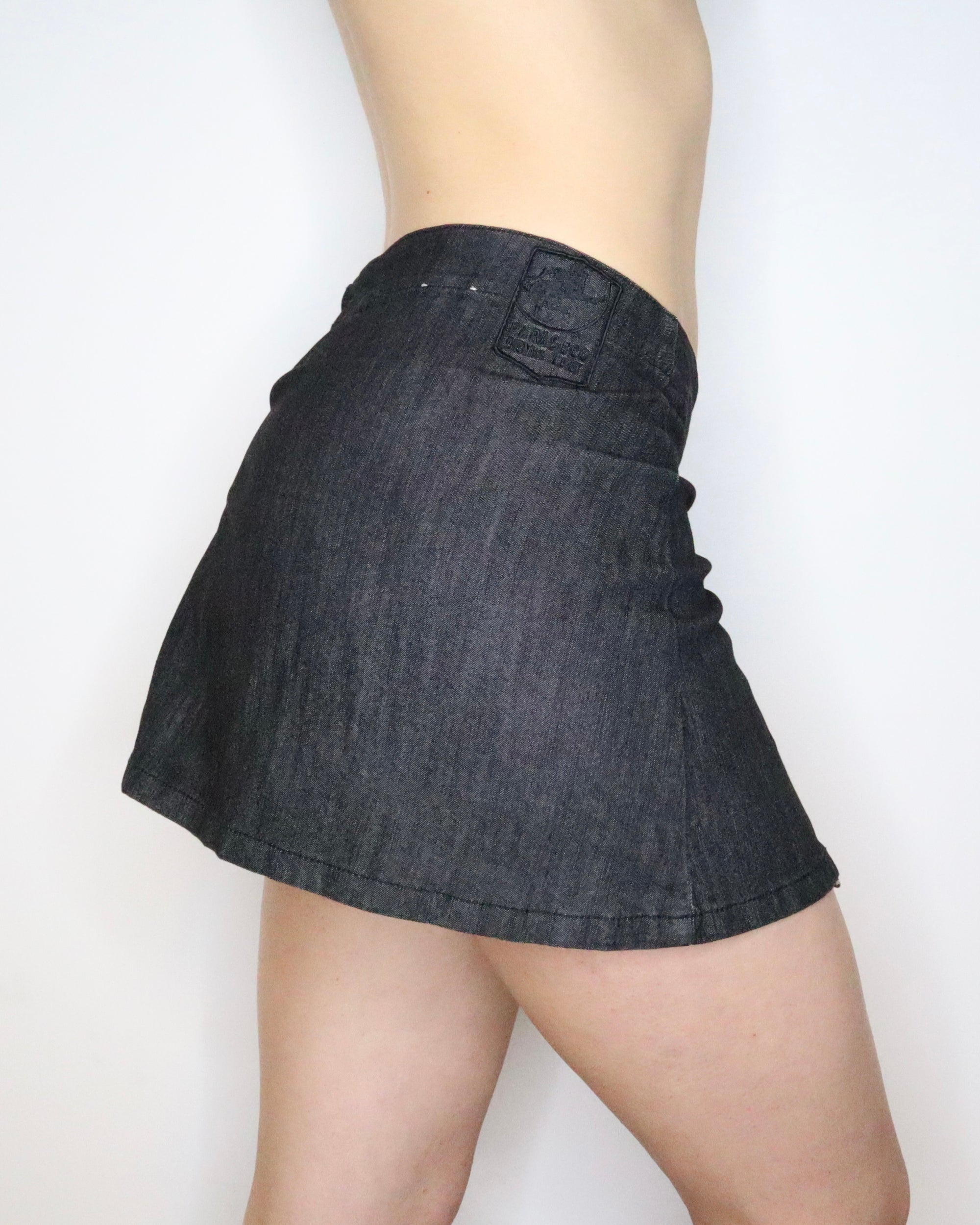 Asymmetrical Denim Mini Skirt (Small) 