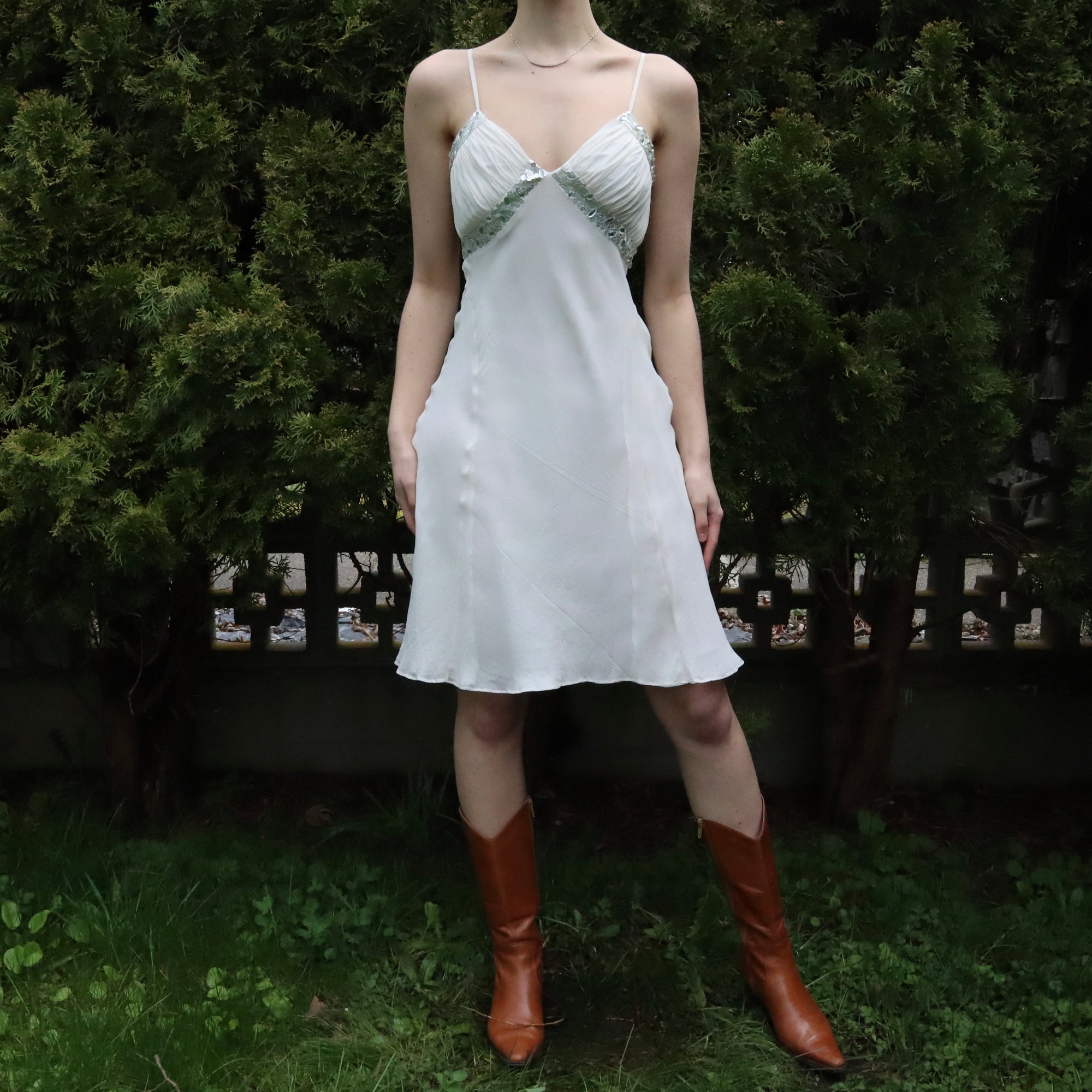 White Silk Midi Dress (Small)