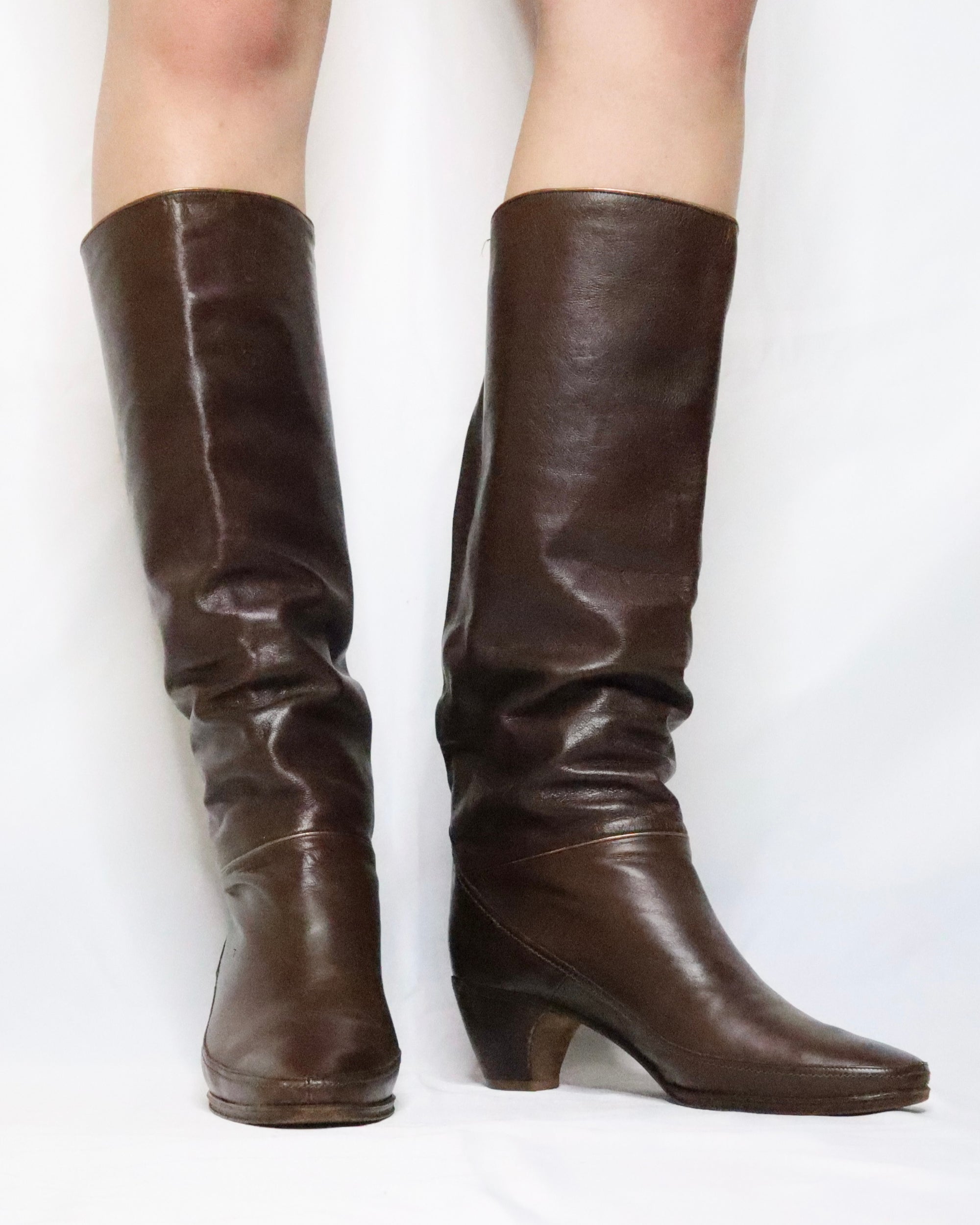 Slouchy Leather Riding Boots (6 US/36.5 EU)