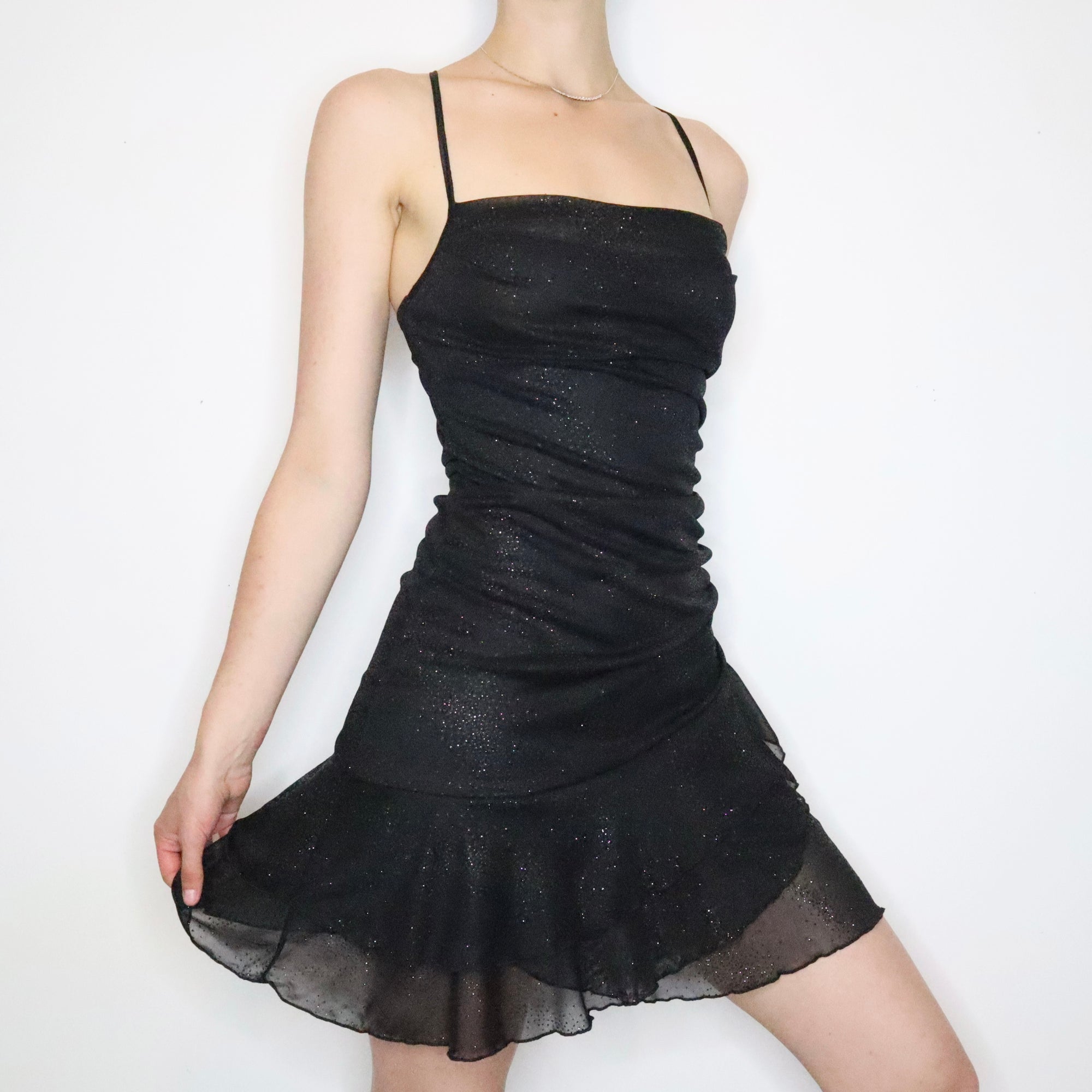 Black Glitter Mini Dress 