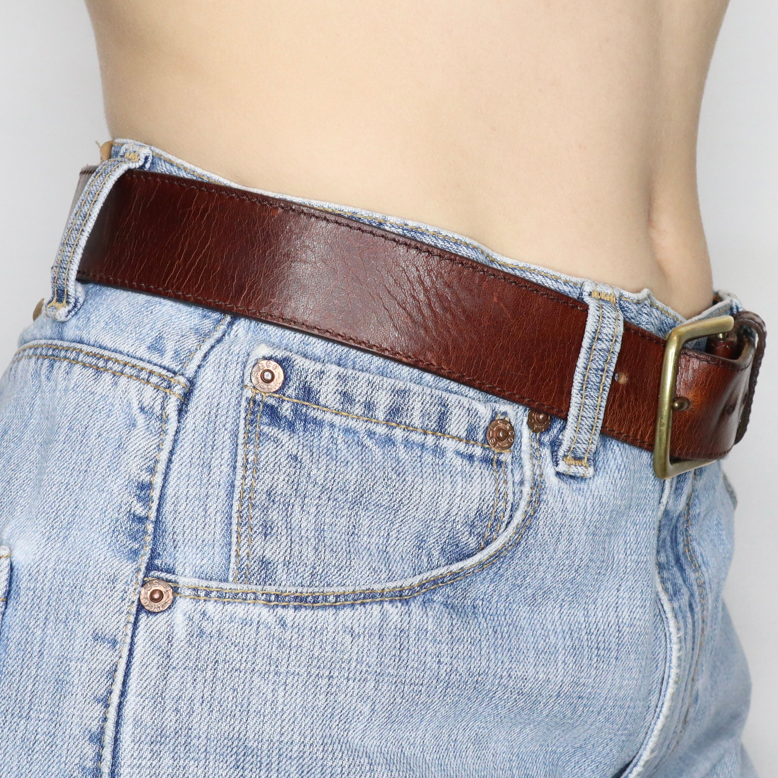 Brown Leather Belt - Imber Vintage