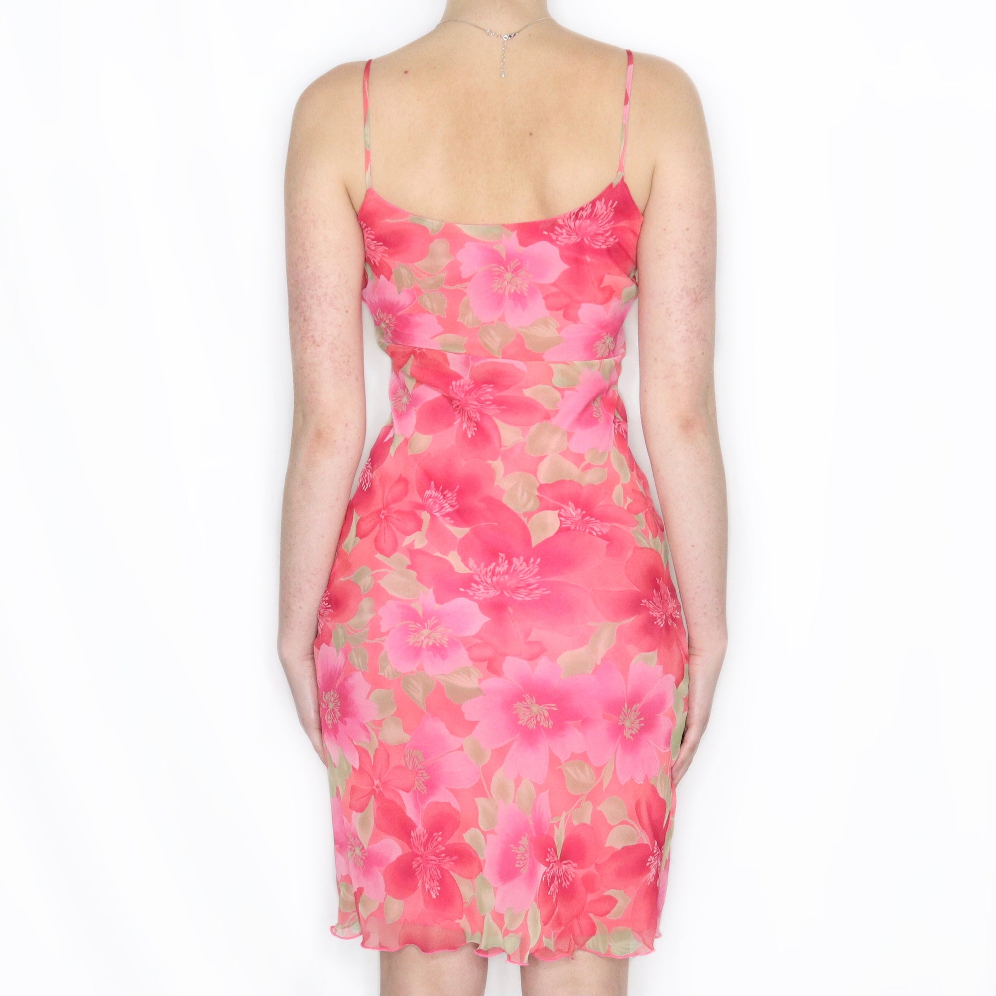 Vintage Y2K Pink Floral Midi Dress