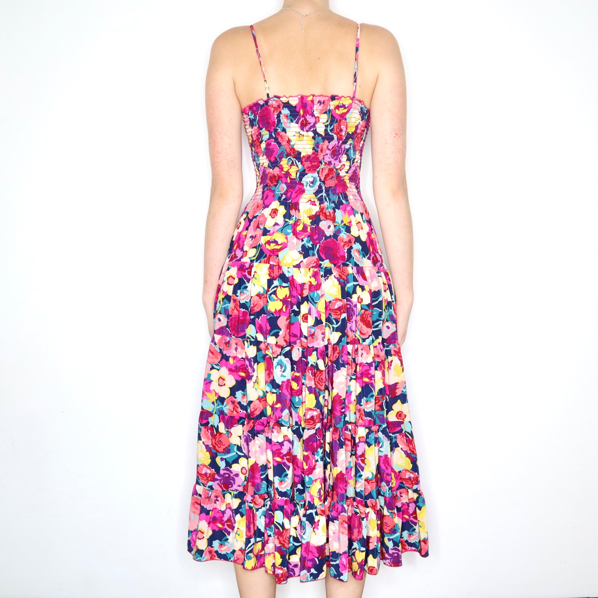 Colorful Floral Silk Dress