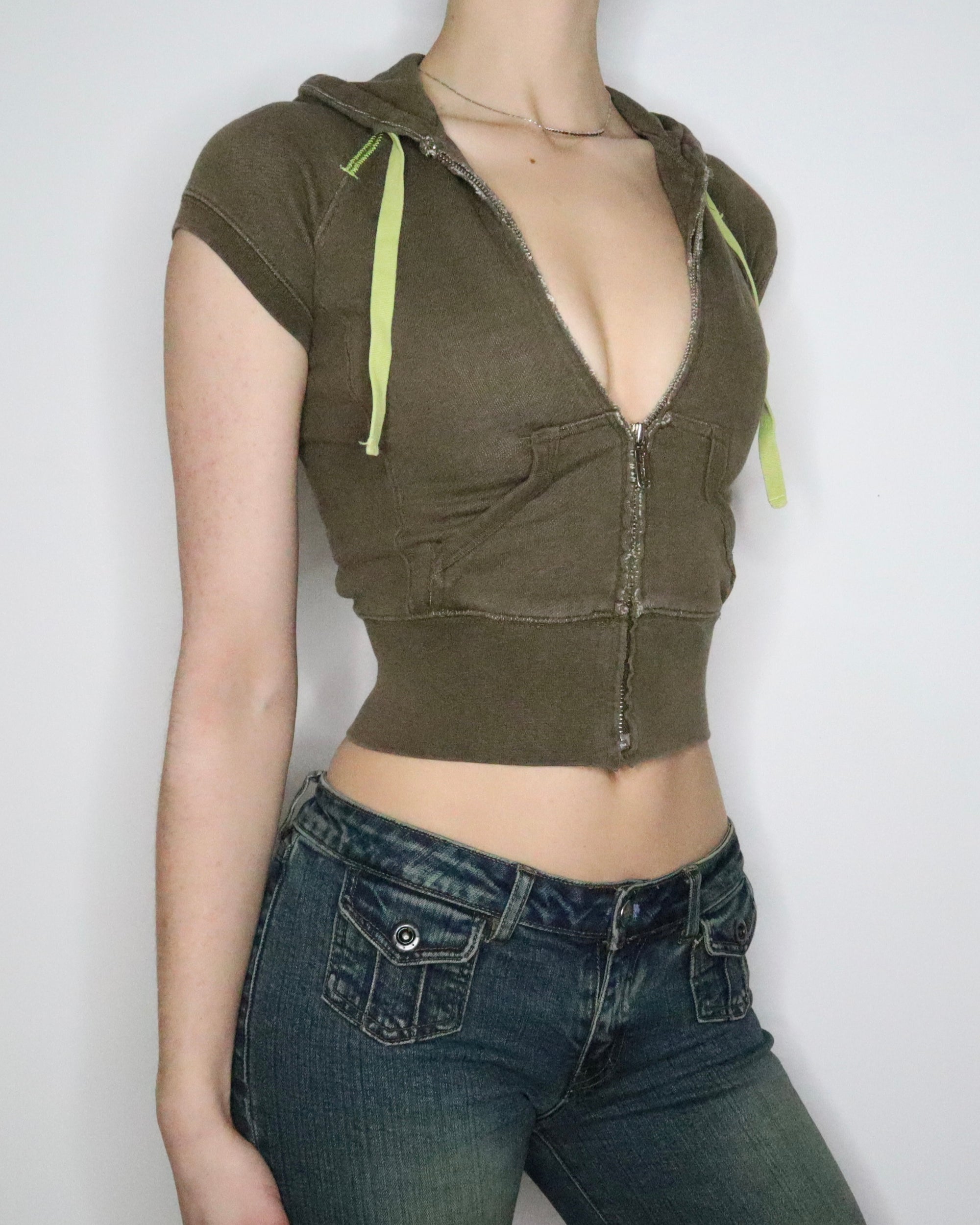 Green Short Sleeve Hoodie (XS) 