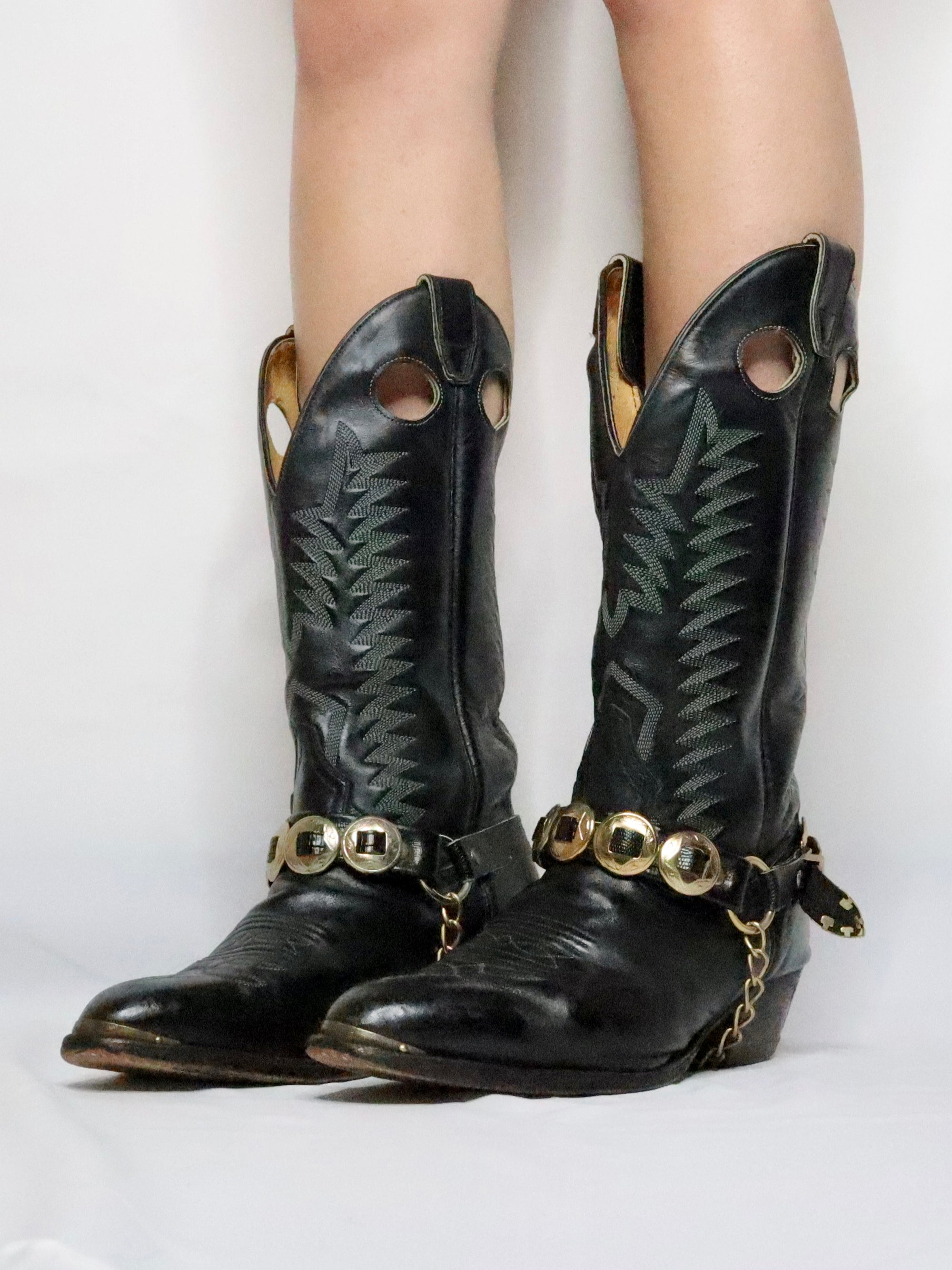 Black Cowboy Boots (8.5-9 US) - Imber Vintage