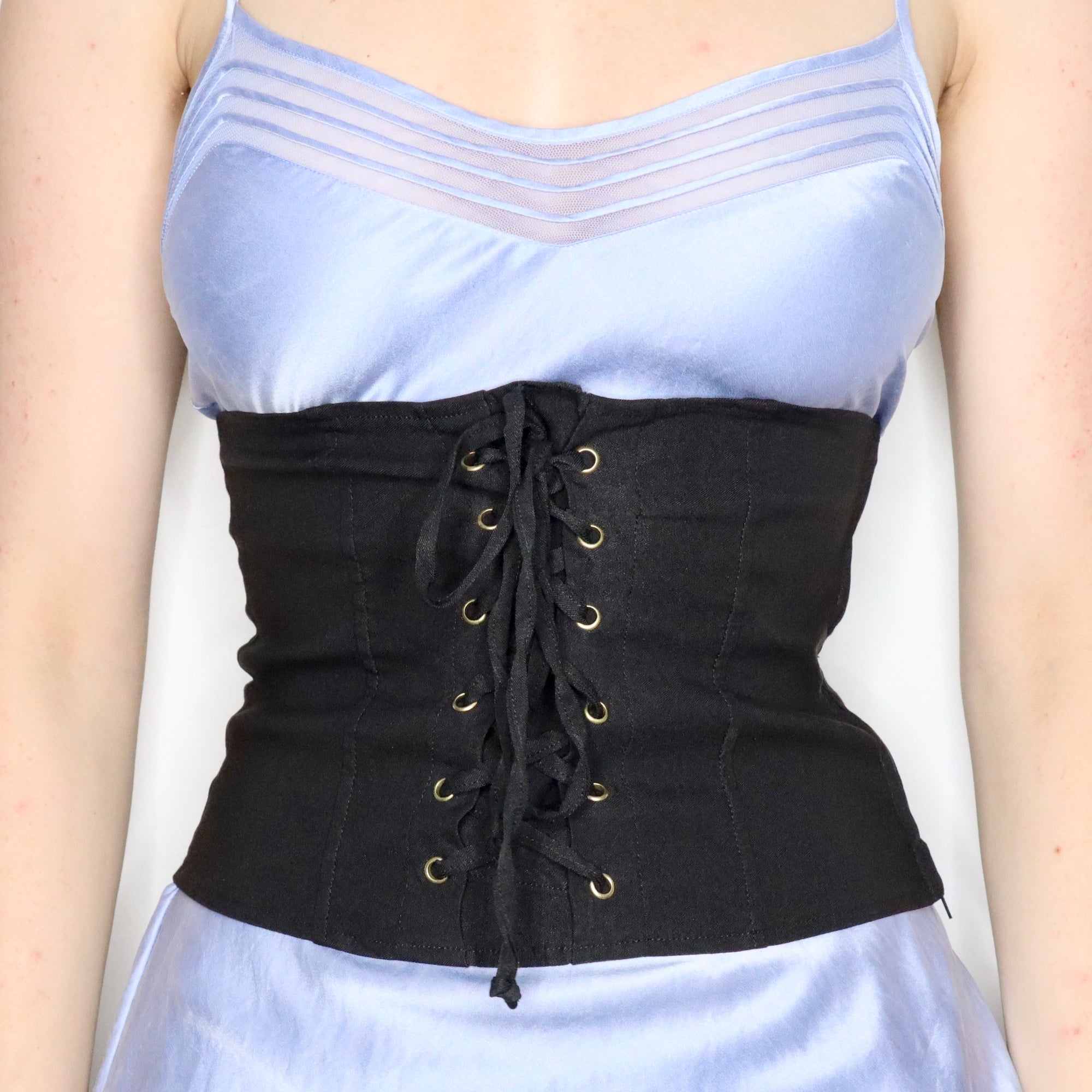 Early 2000s Stretchy Black Lace-up Corset