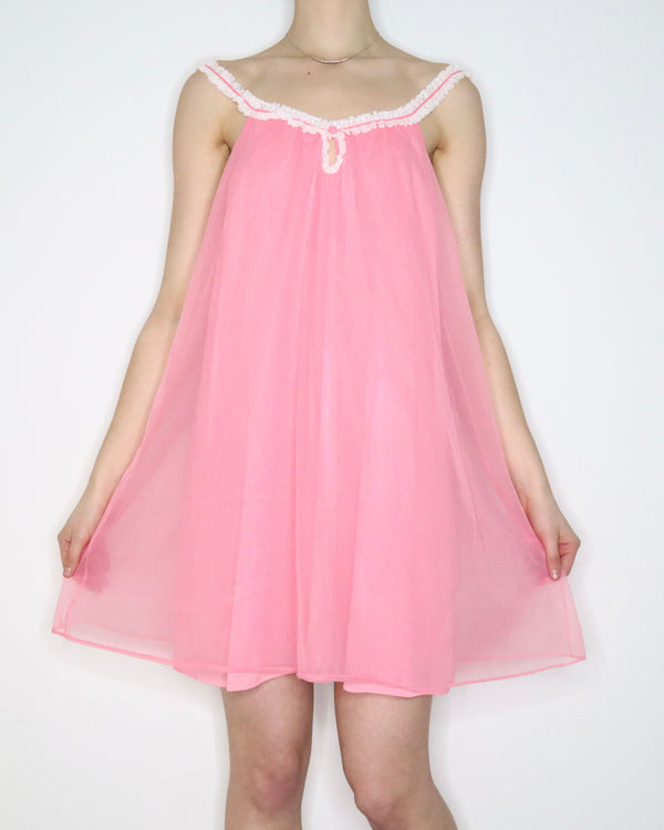 60s Pink Babydoll Nightgown (Medium) Imber Vintage