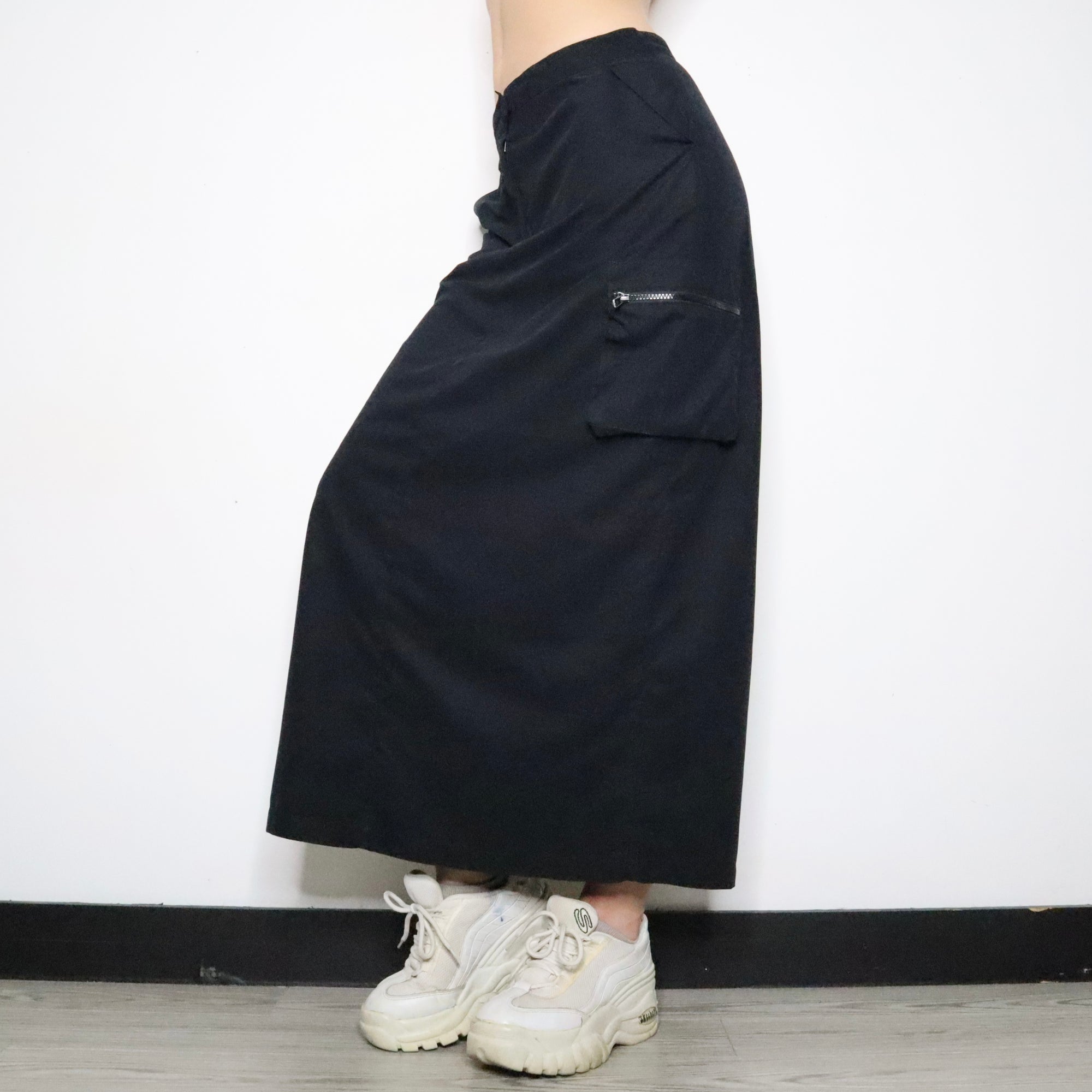 Black Cargo Maxi Skirt (Medium)