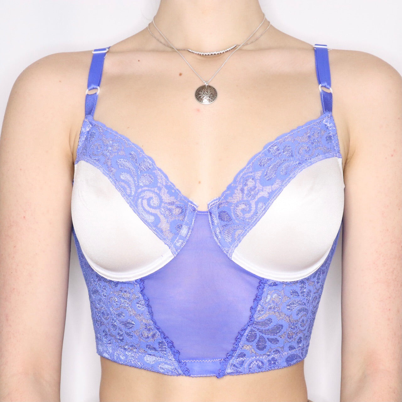 Vintage 90s Hand Dyed Periwinkle Blue Cropped Bustier