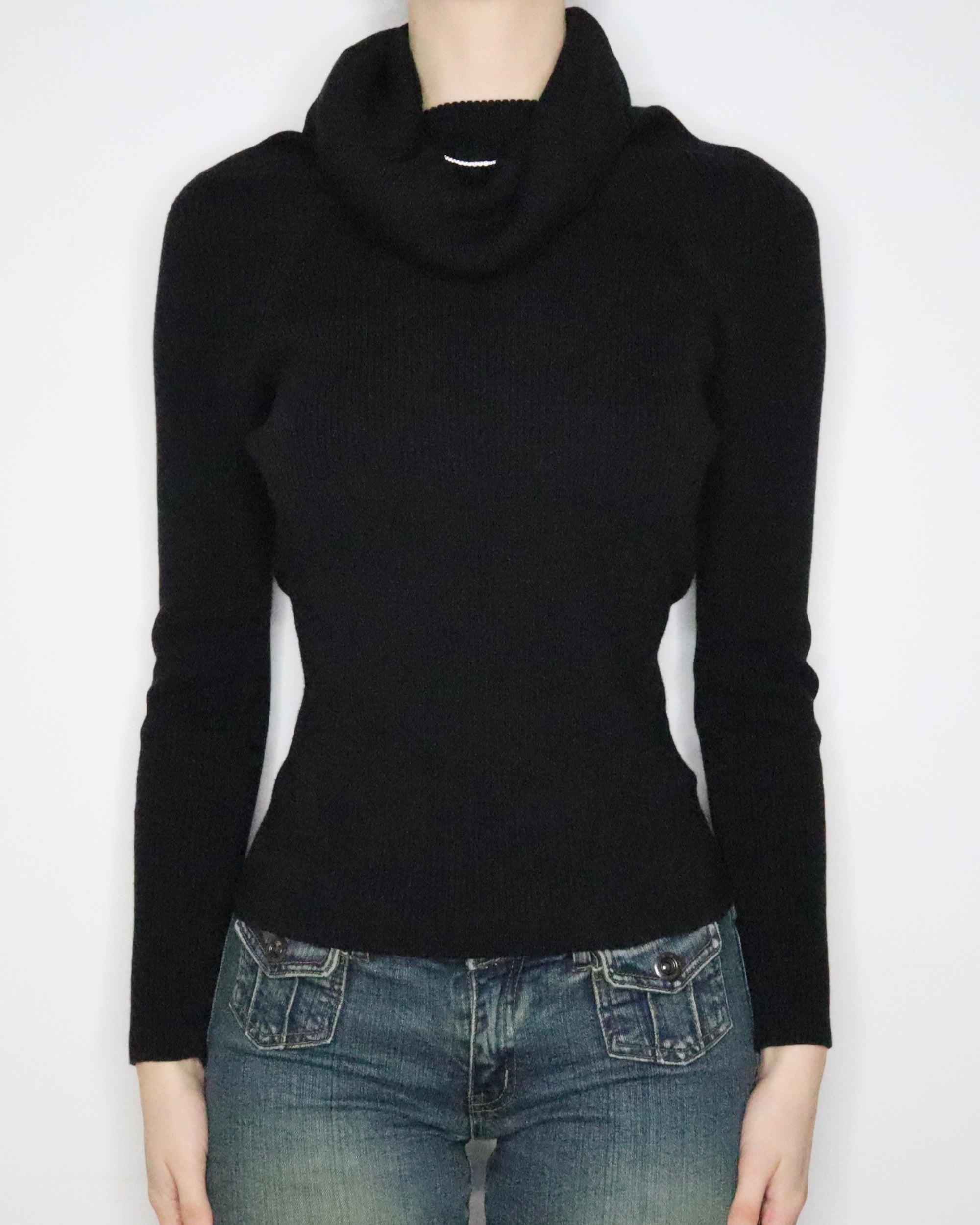 Black Off the Shoulder Sweater (XS-S) 