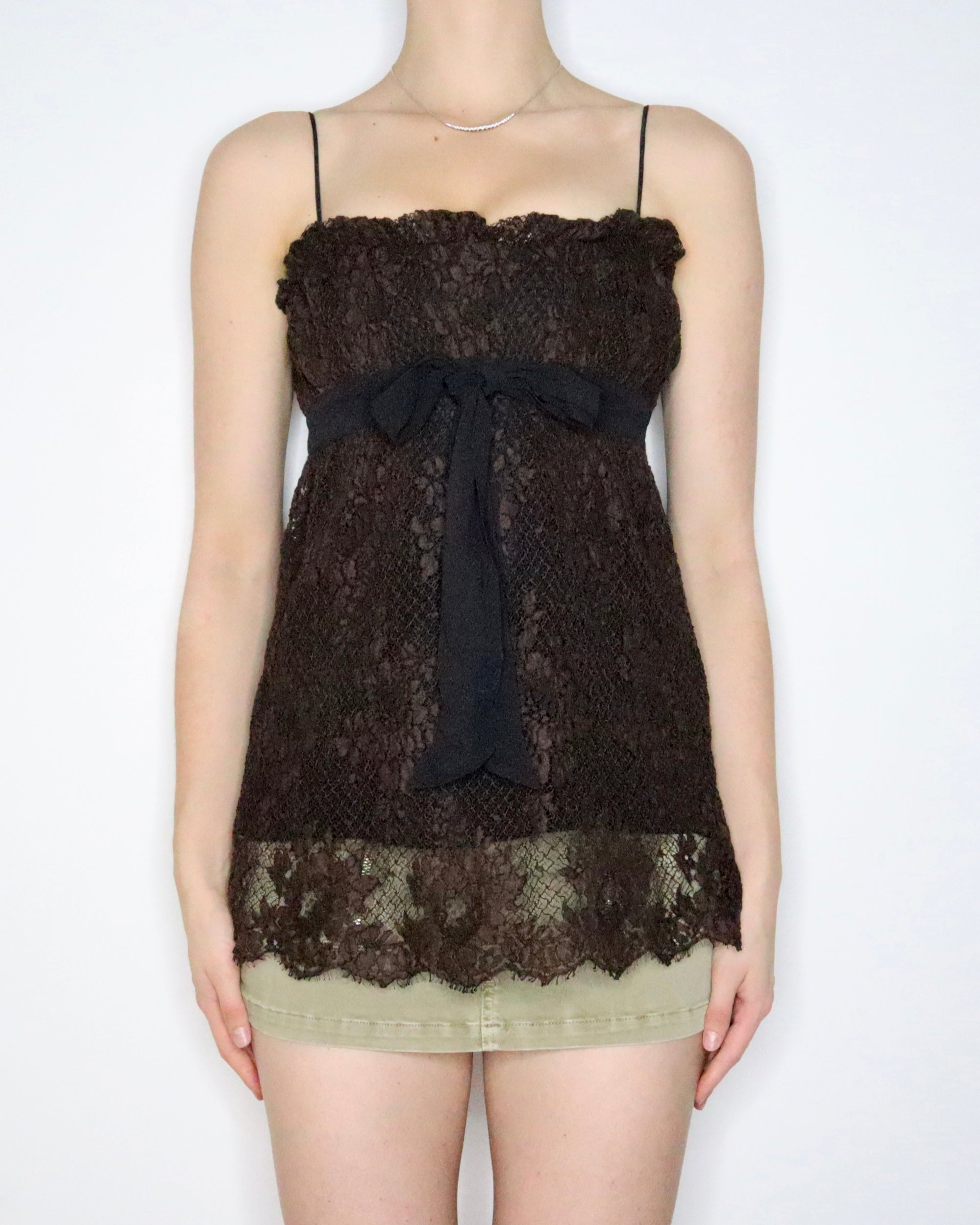 Escada Brown Lace Babydoll Top (XXS-XS)