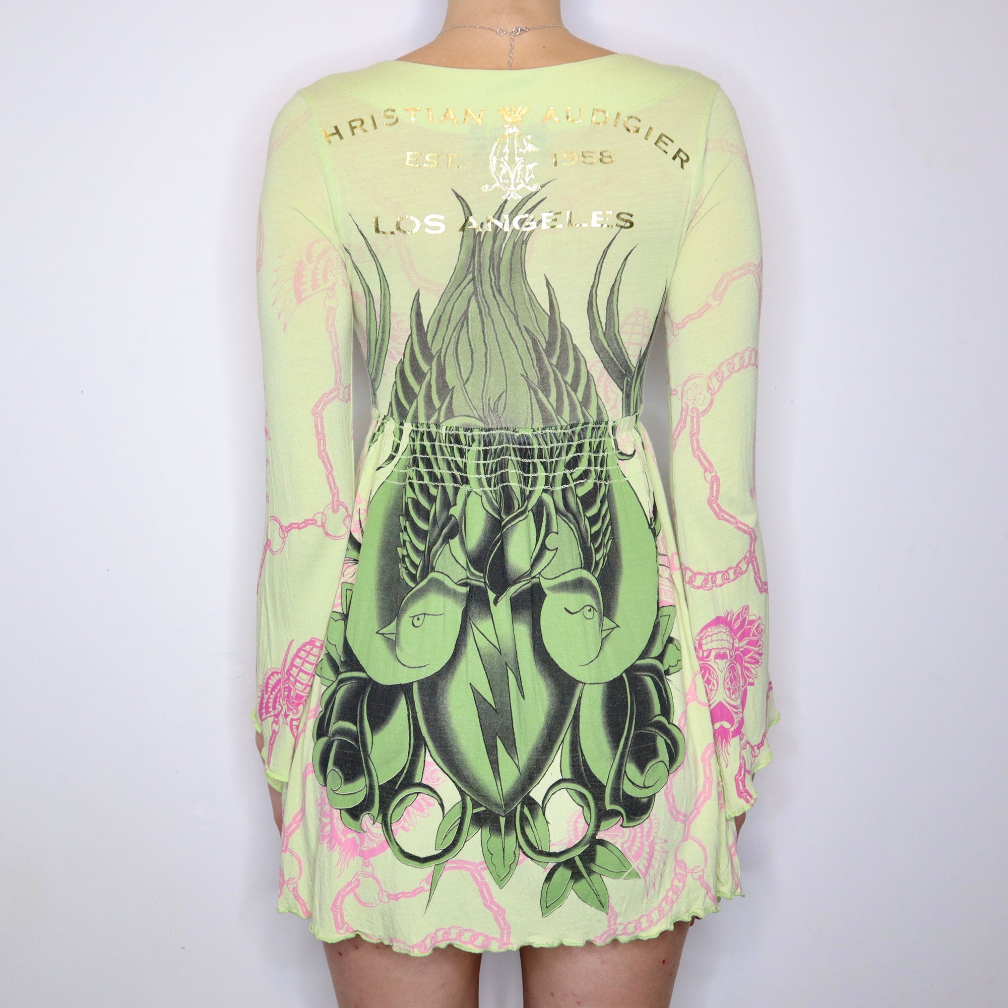 Rare Vintage Early 2000s Christian Audigier Light Green Fairy Dress - Imber Vintage Rare Vintage Early 2000s Christian Audigier Light Green Fairy Dress - Imber Vintage