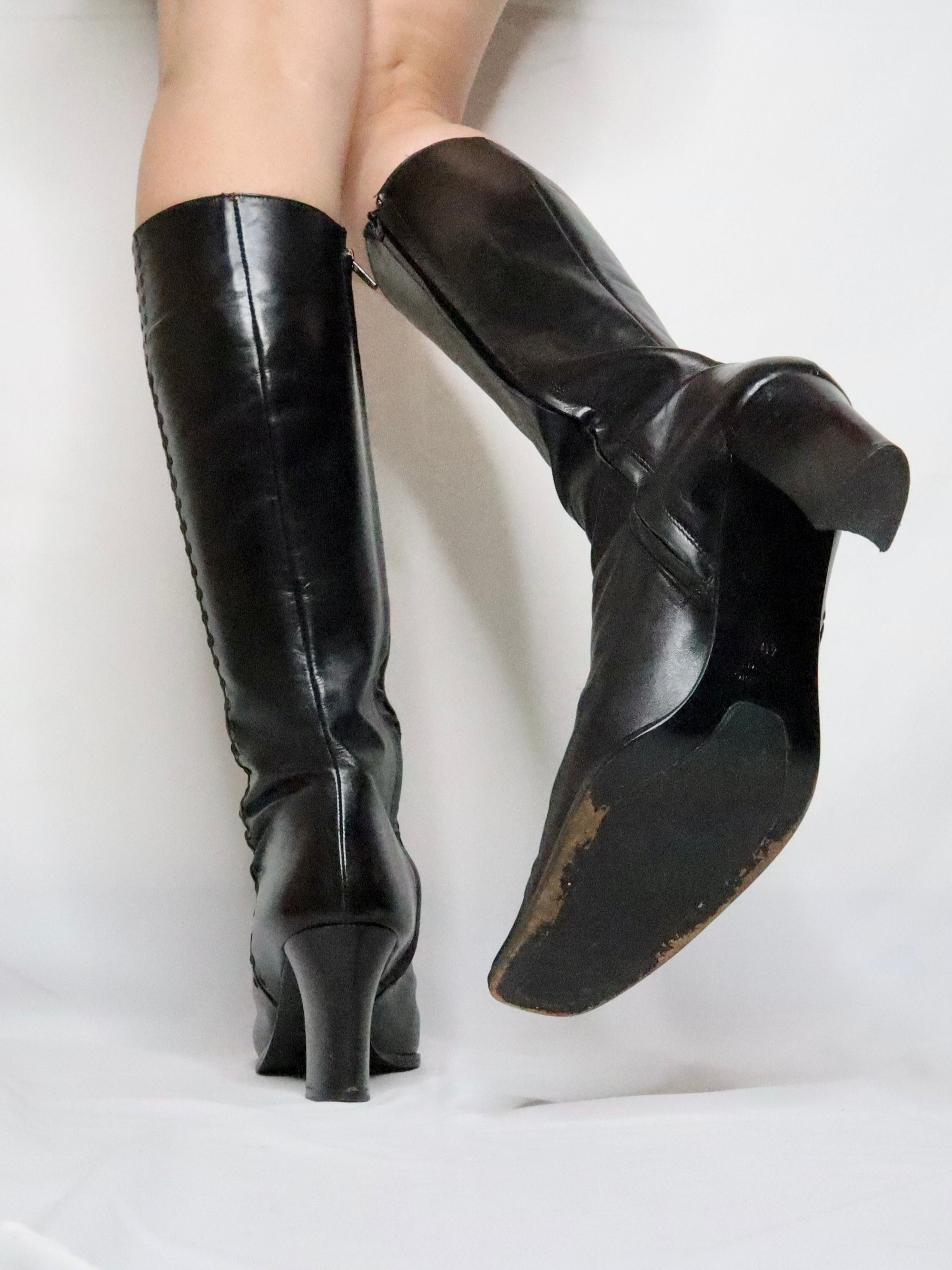 Italian Black Knee High Boots (8.5-9 US/40 EU)
