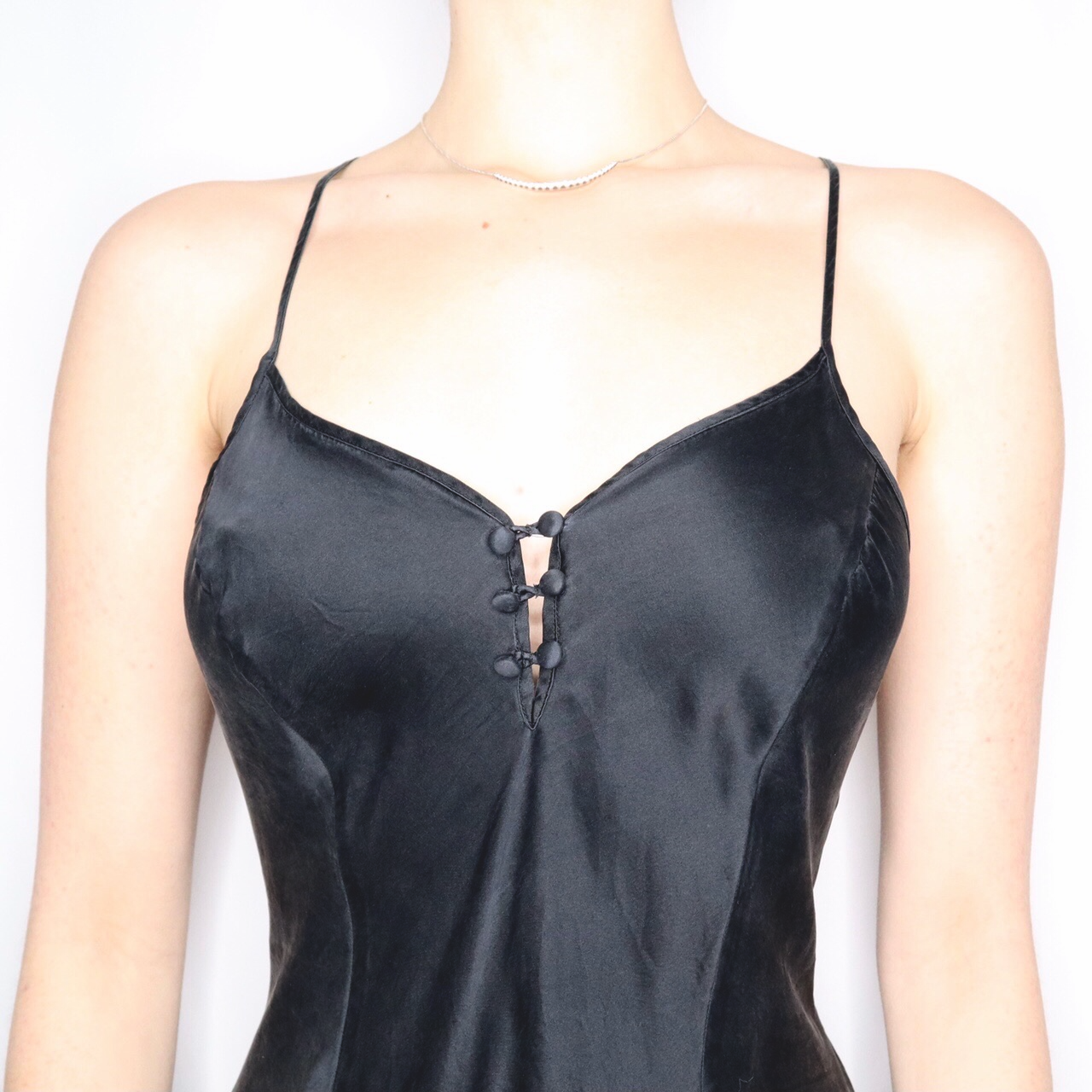 Vintage 90s Victoria's Secret Gold Label Black Silk Slip Dress
