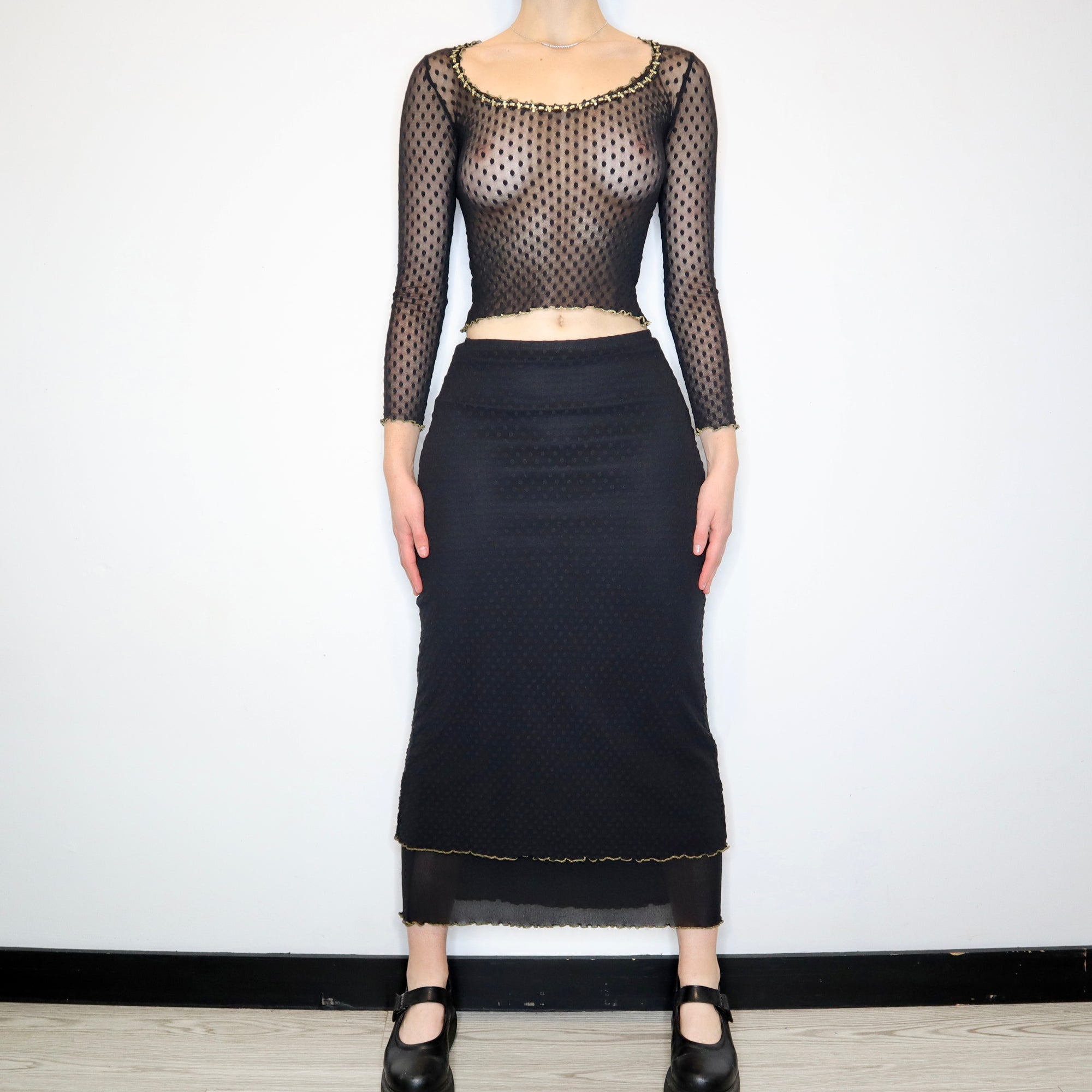 Rare Vintage 90s Betsey Johnson Black Mesh Set - Imber Vintage Rare Vintage 90s Betsey Johnson Black Mesh Set - Imber Vintage
