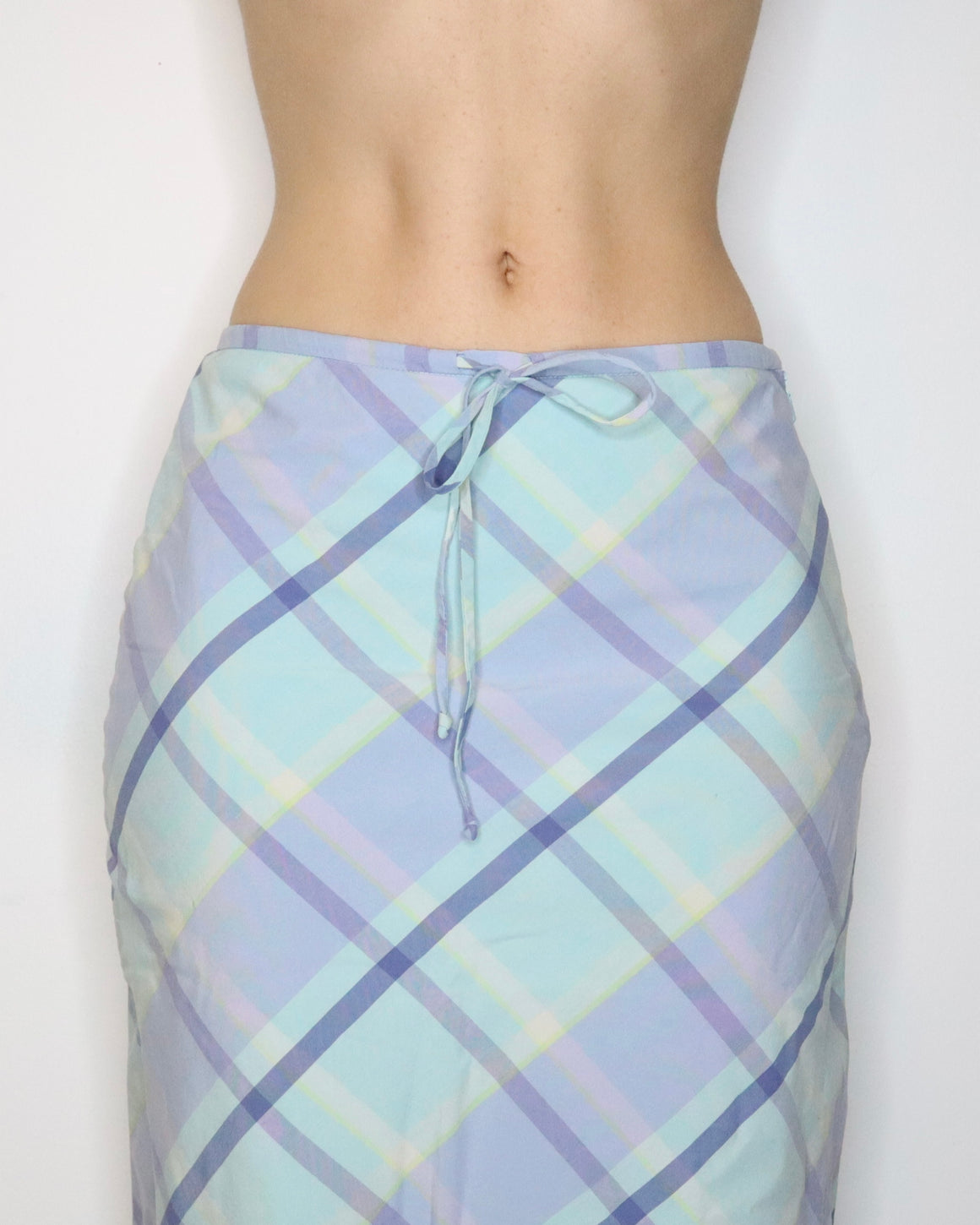 Pastel Plaid Midi Skirt (Small) 