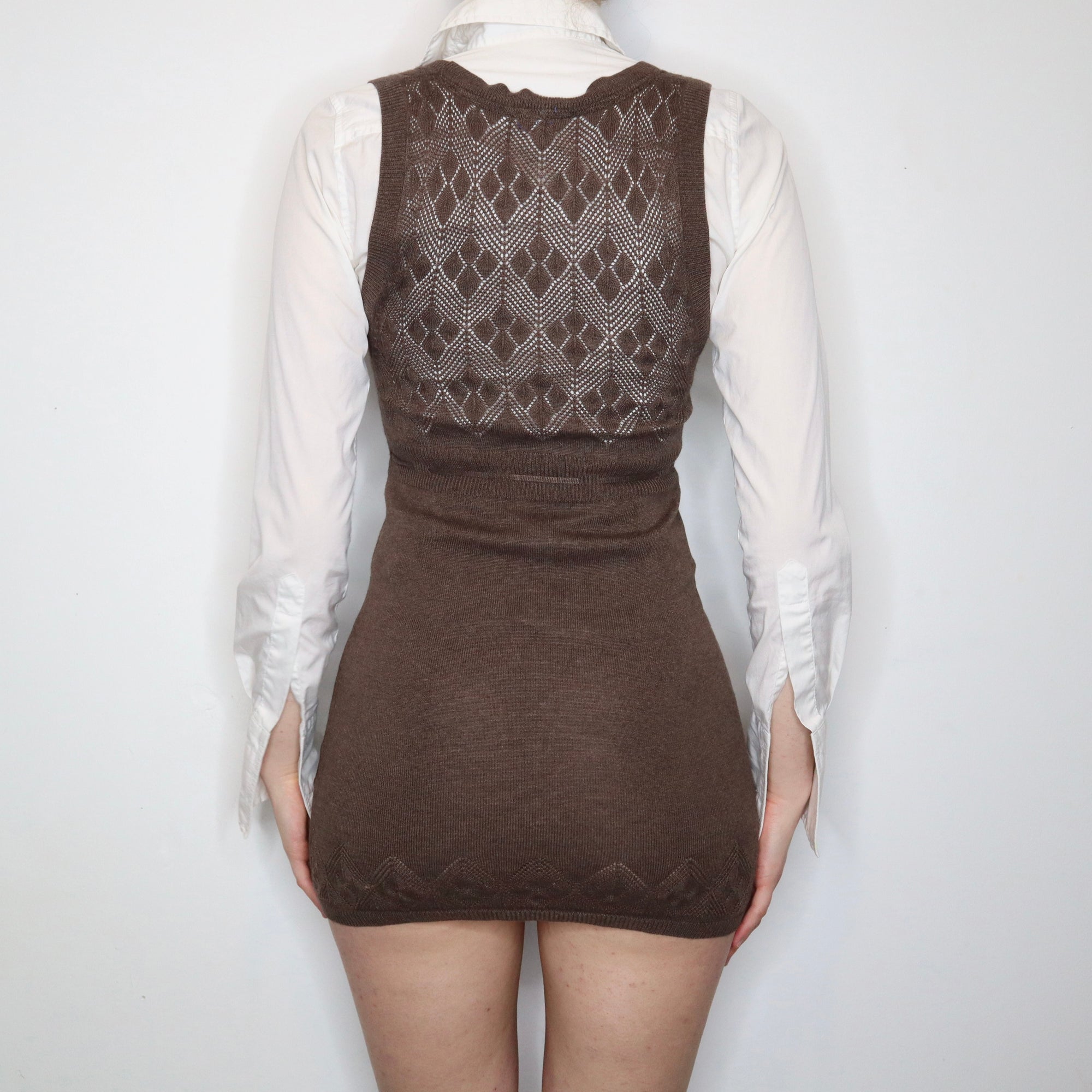 Brown Knit Mini Dress 