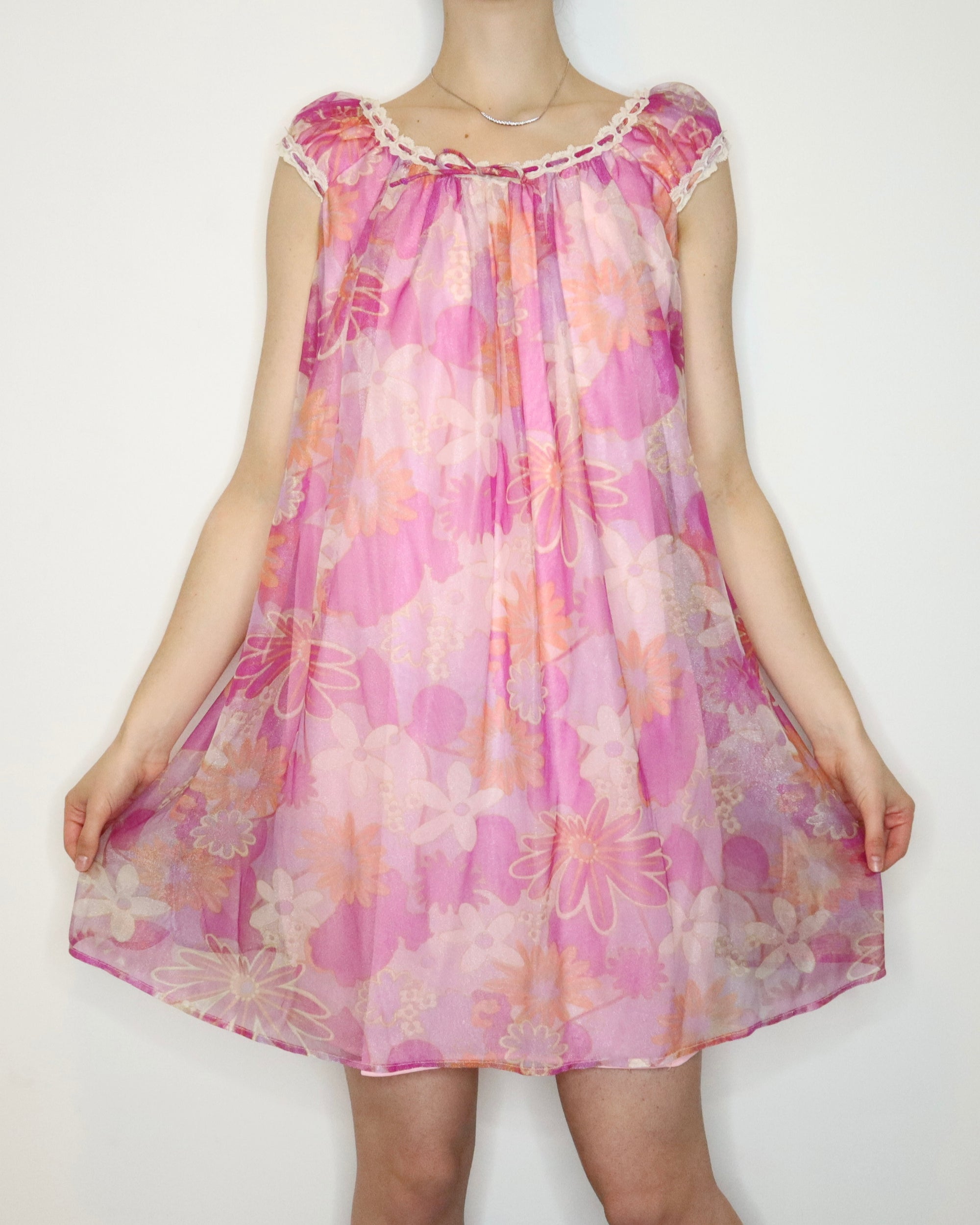60s Flower Power Babydoll Nightgown (Medium) 