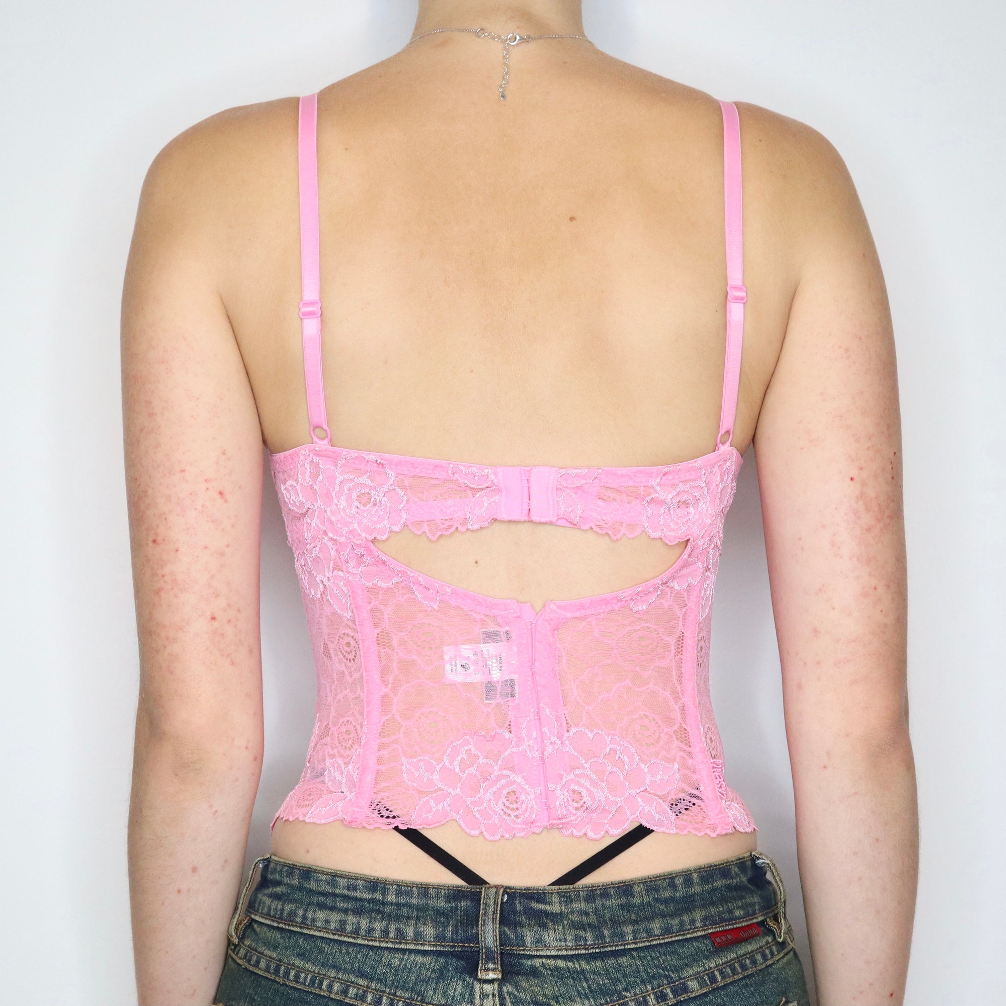 Vintage Early 2000s Light Pink Lace Bustier