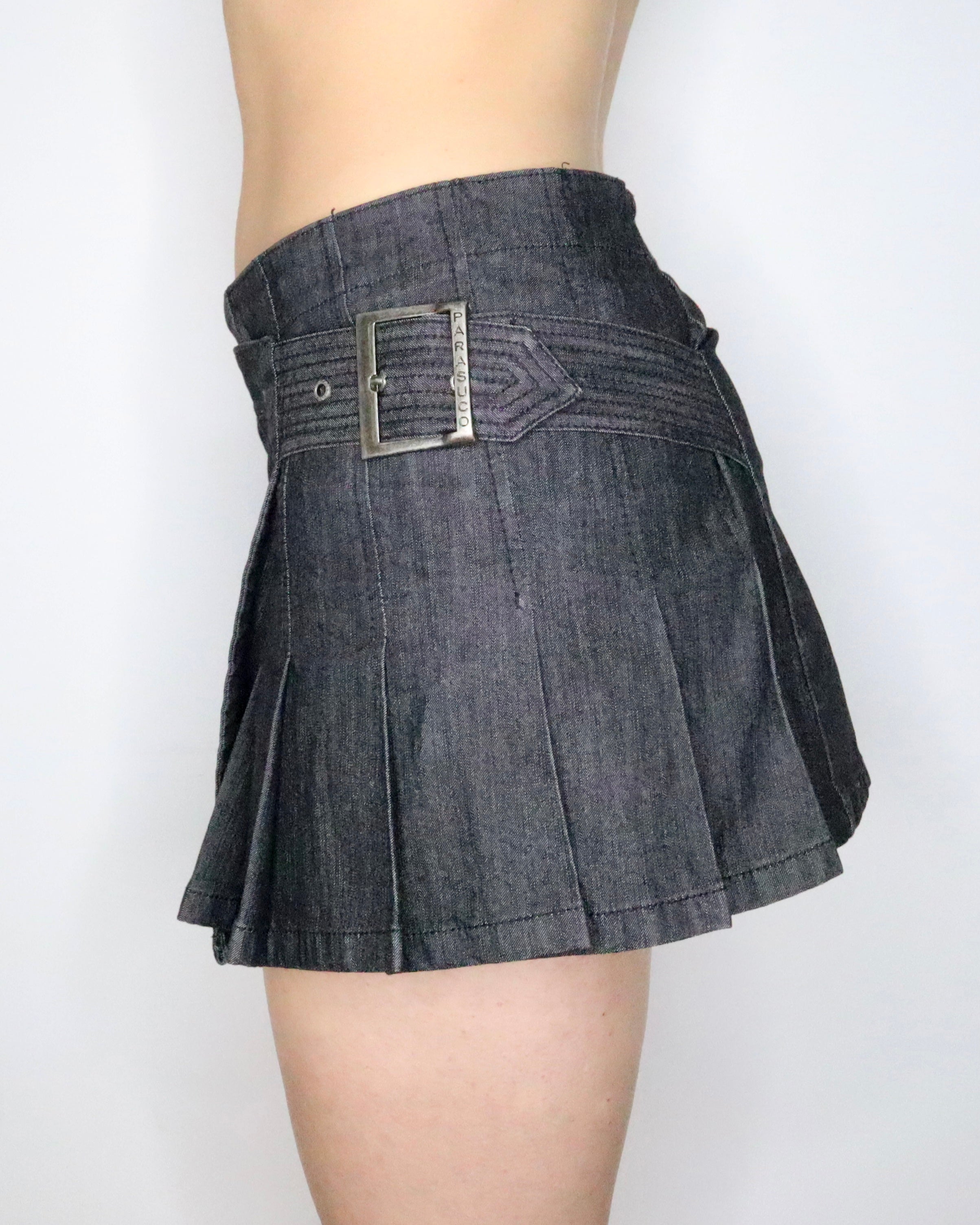 Asymmetrical Denim Mini Skirt (Small) - Imber Vintage