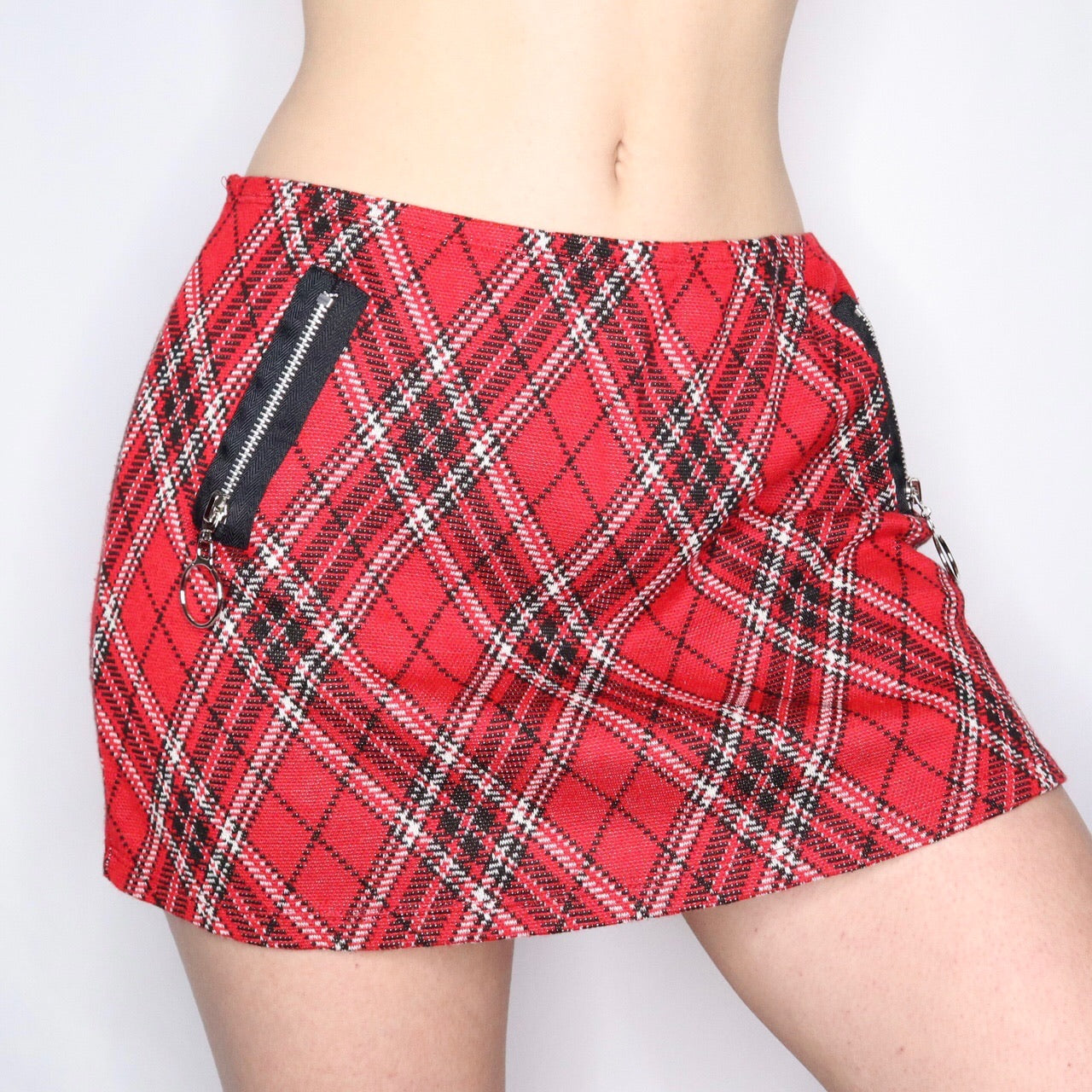 Vintage Y2K Red Plaid Mini Skirt
