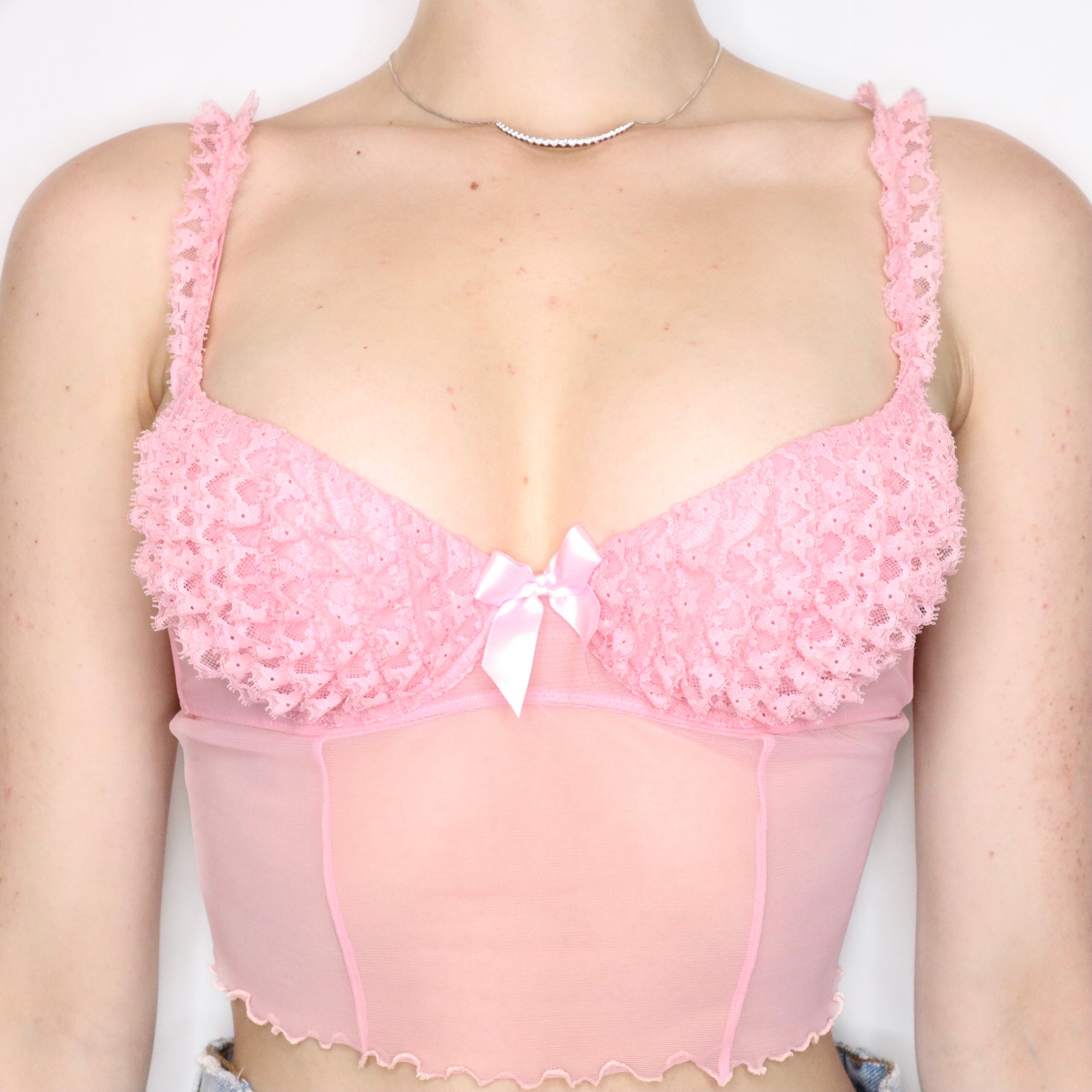 Vintage Early 2000s Light Pink Ruffled Bustier
