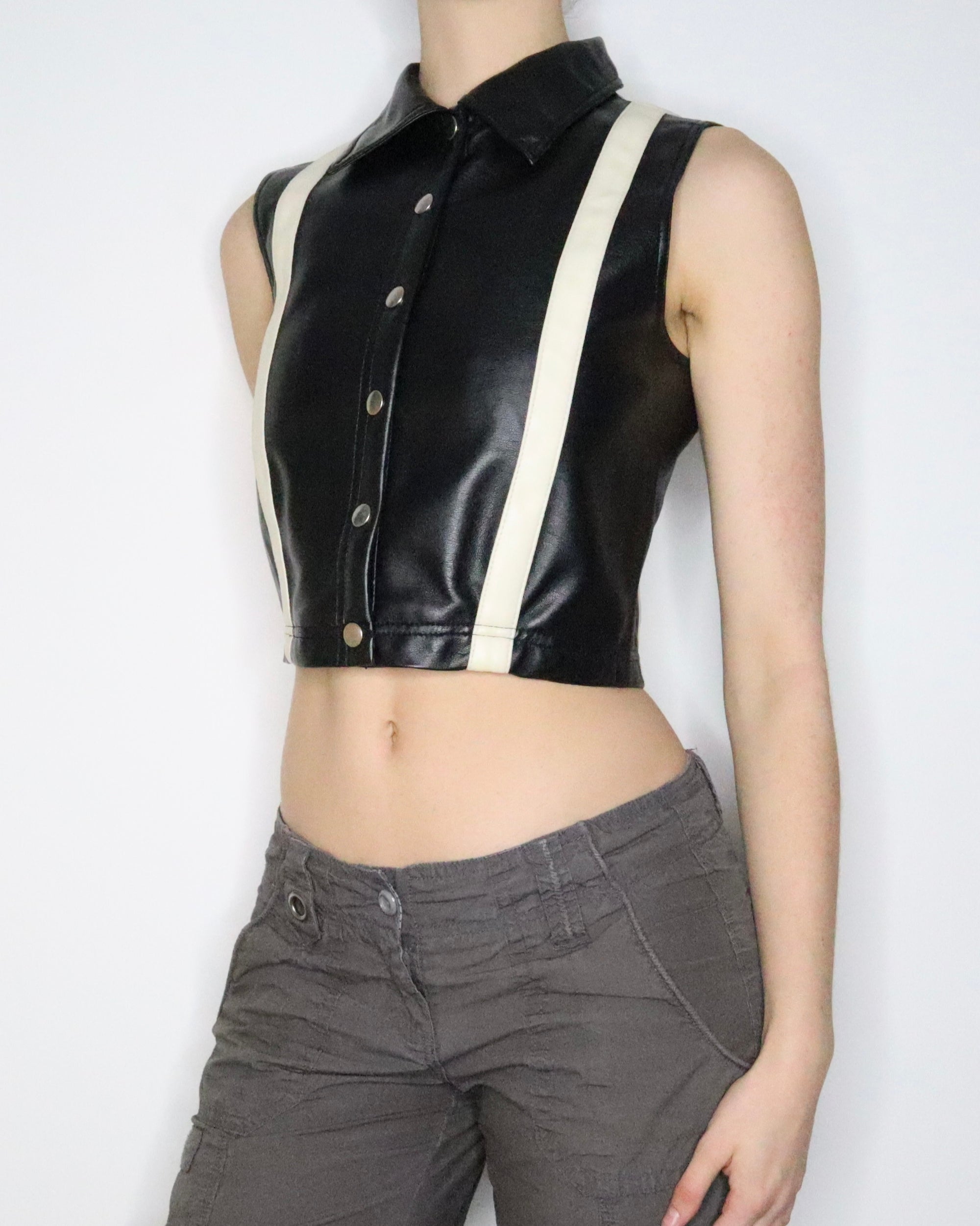 Black Faux Leather Vest (Small) 