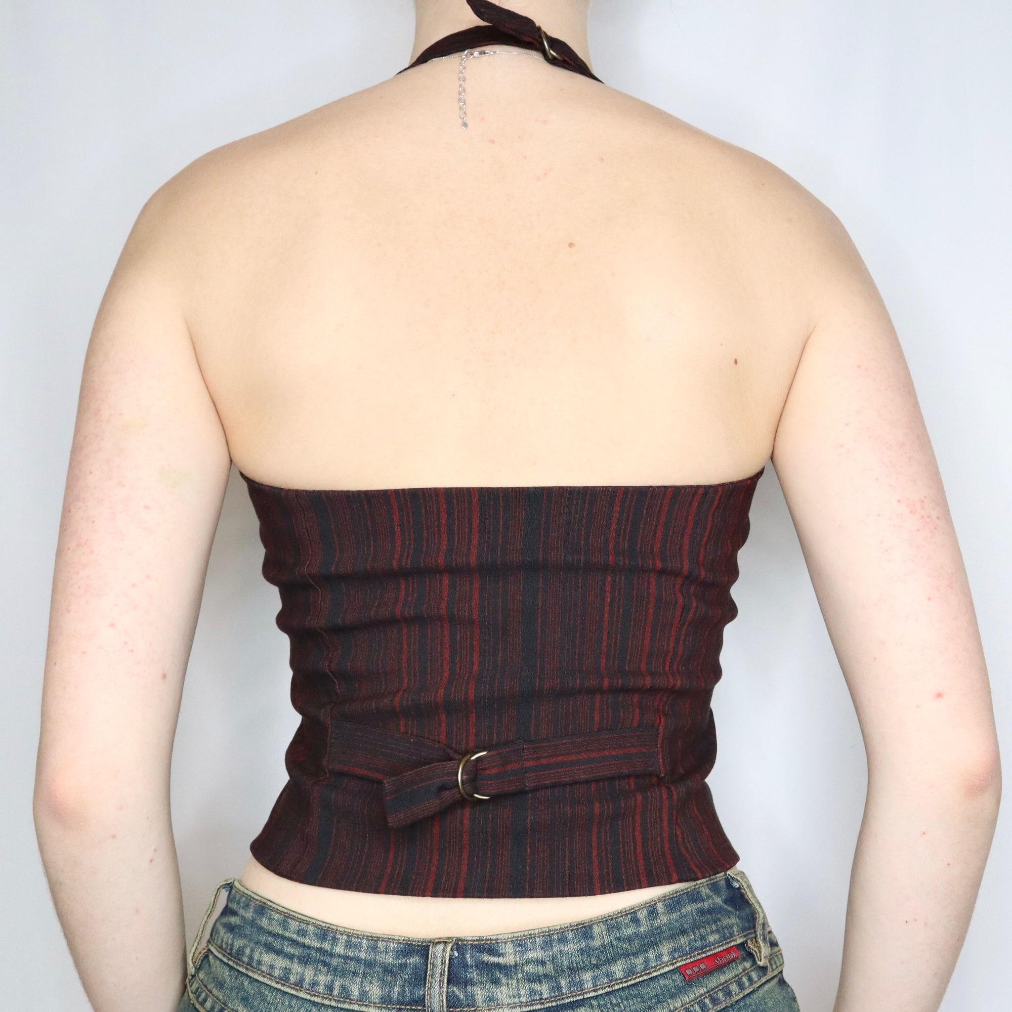 Vintage Y2K Black and Red Pinstripe Vest
