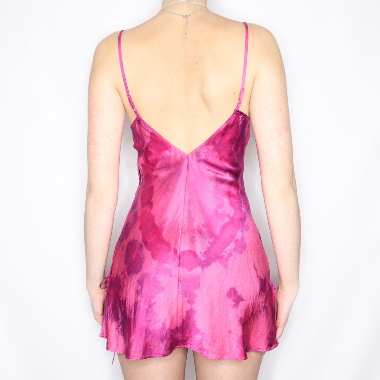 Vintage Y2K Victoria's Secret Silk Pink Tie Dye Slip Dress